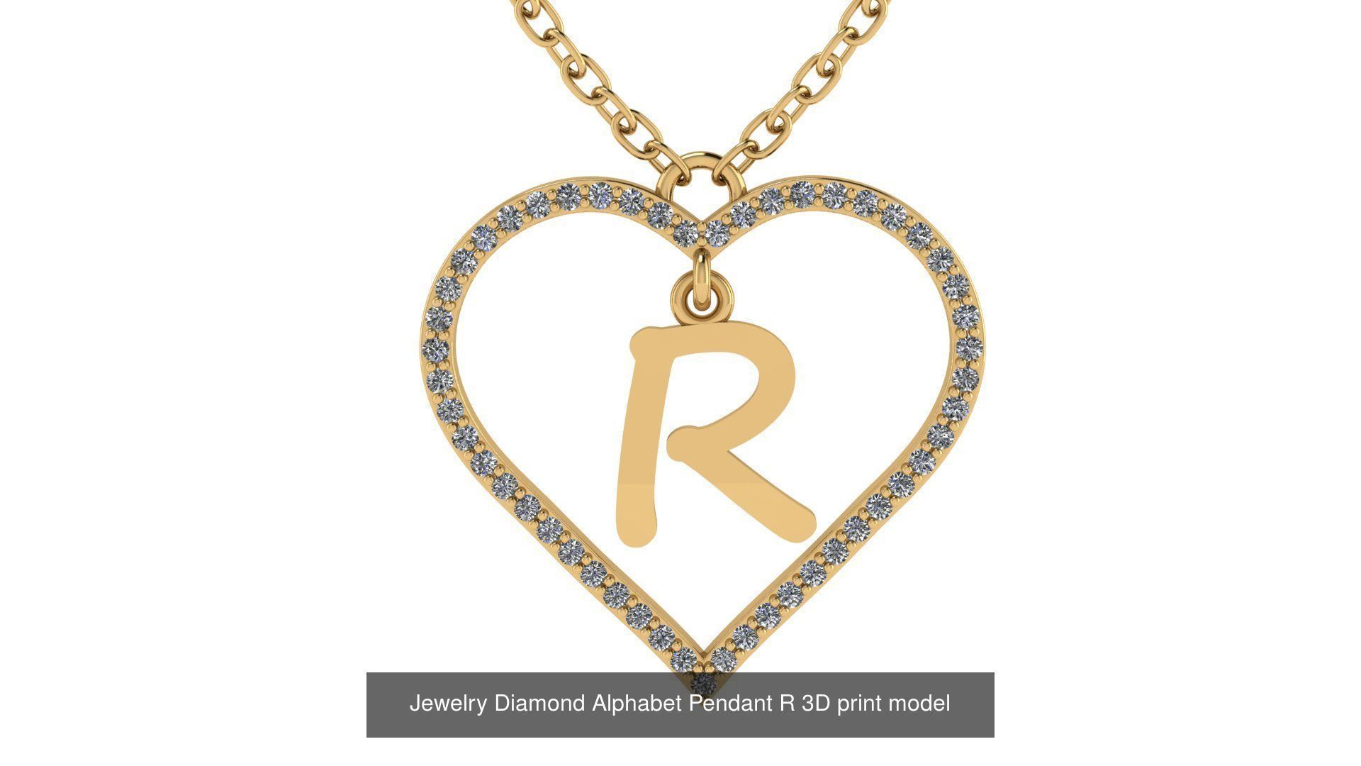 Diamond Heart Pendant Alphabet Collection _44