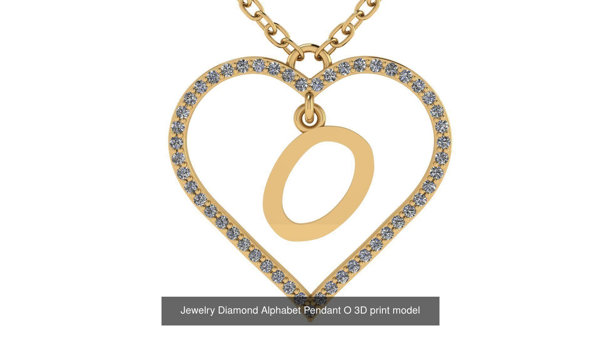 Diamond Heart Pendant Alphabet Collection _41