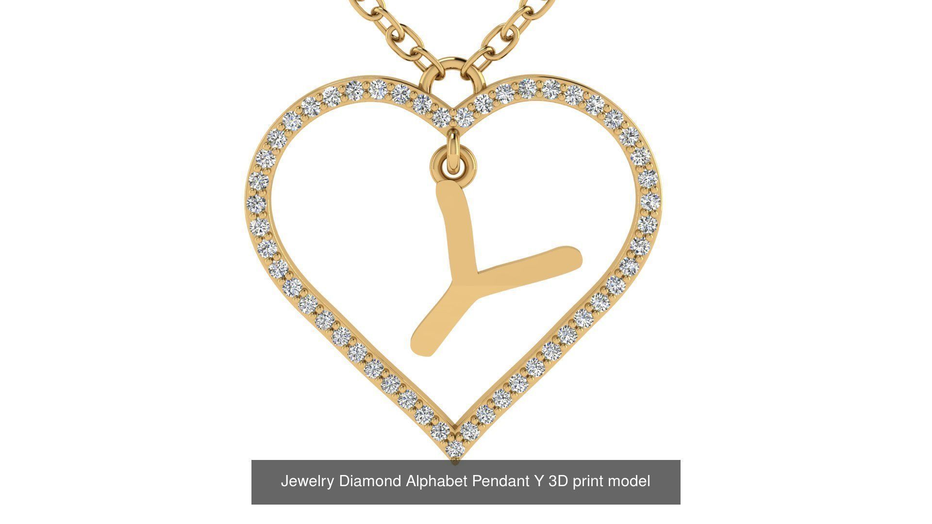 Diamond Heart Pendant Alphabet Collection _51
