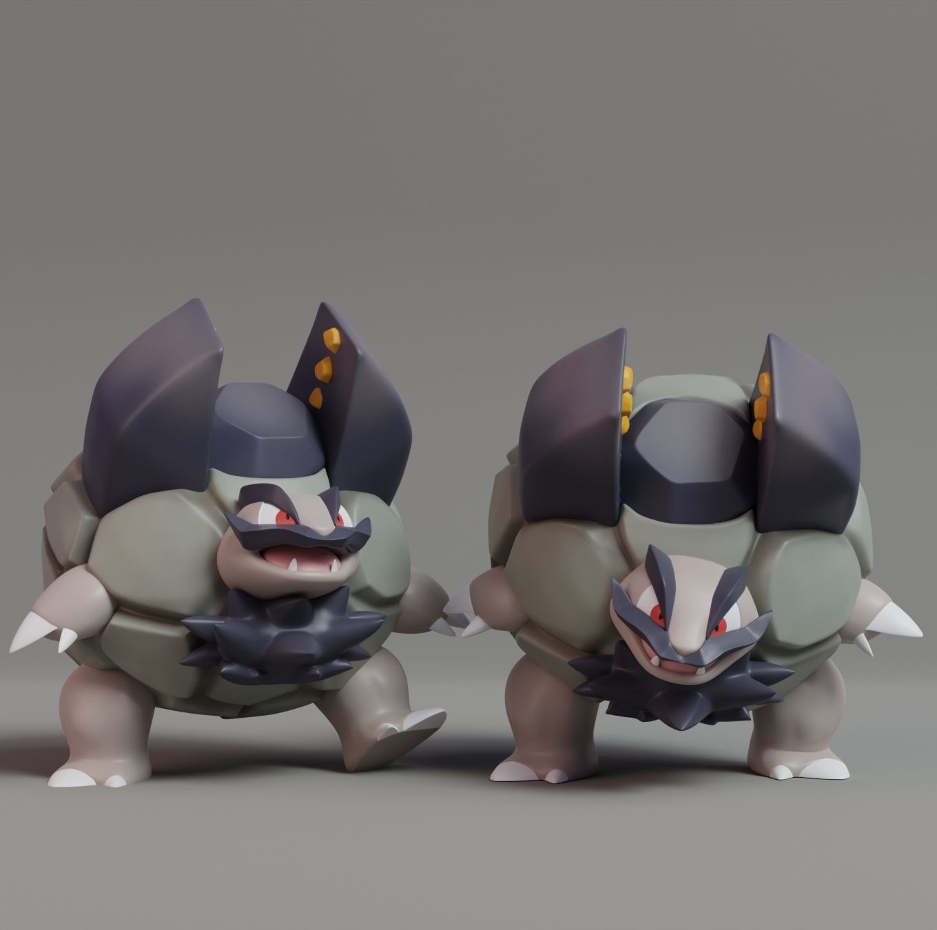 Pokemon - Alolan Geodude Graveler and Golem with 2 poses 3D print model_11