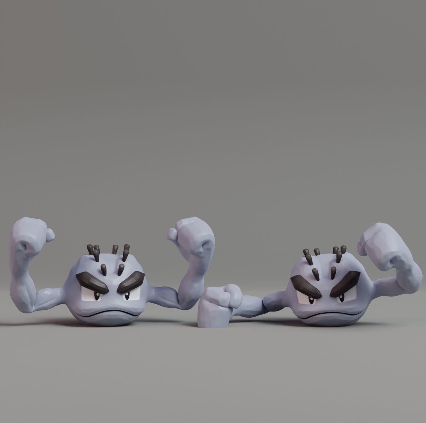 Pokemon - Alolan Geodude Graveler and Golem with 2 poses 3D print model_1