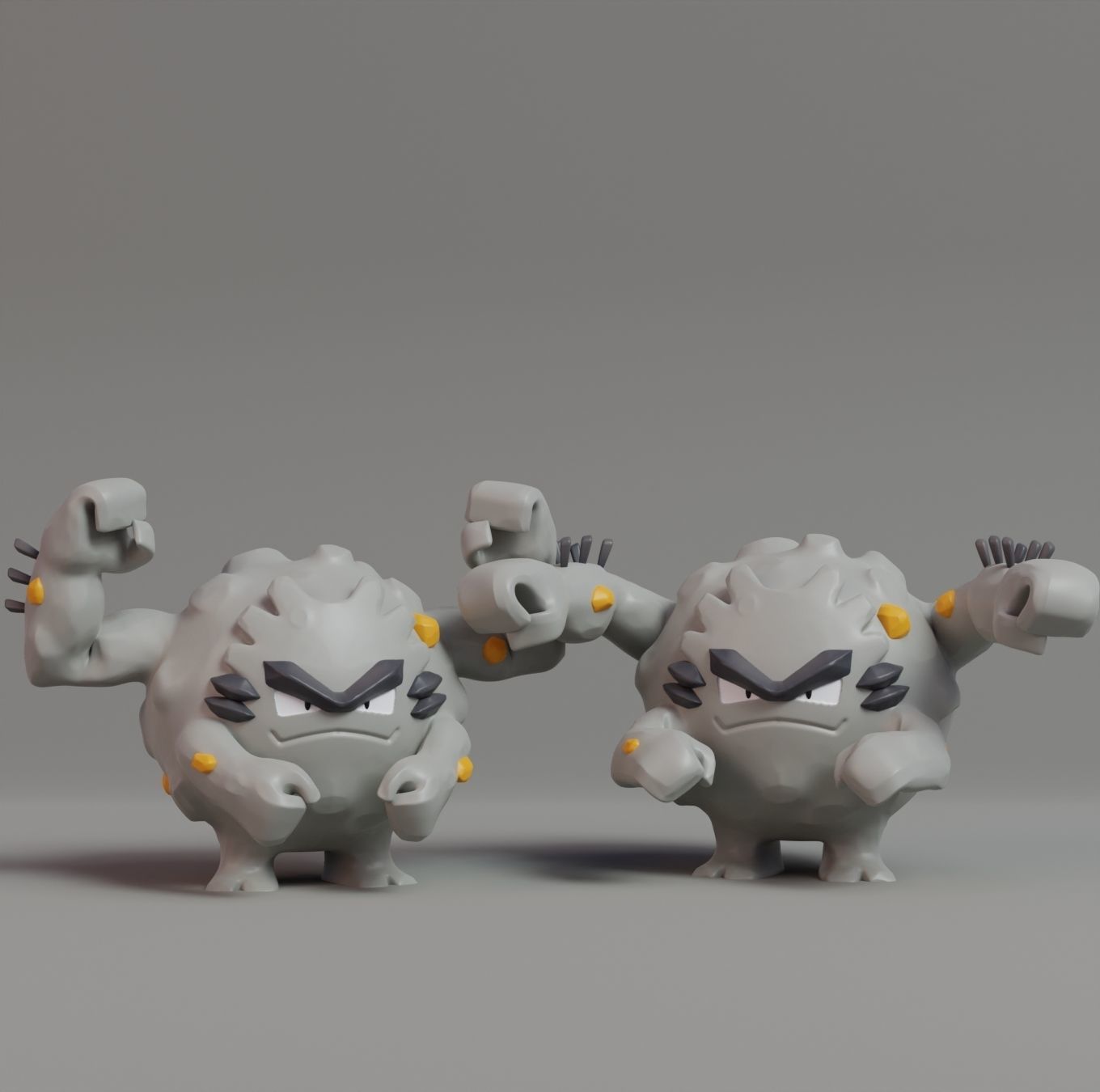 Pokemon - Alolan Geodude Graveler and Golem with 2 poses 3D print model_6