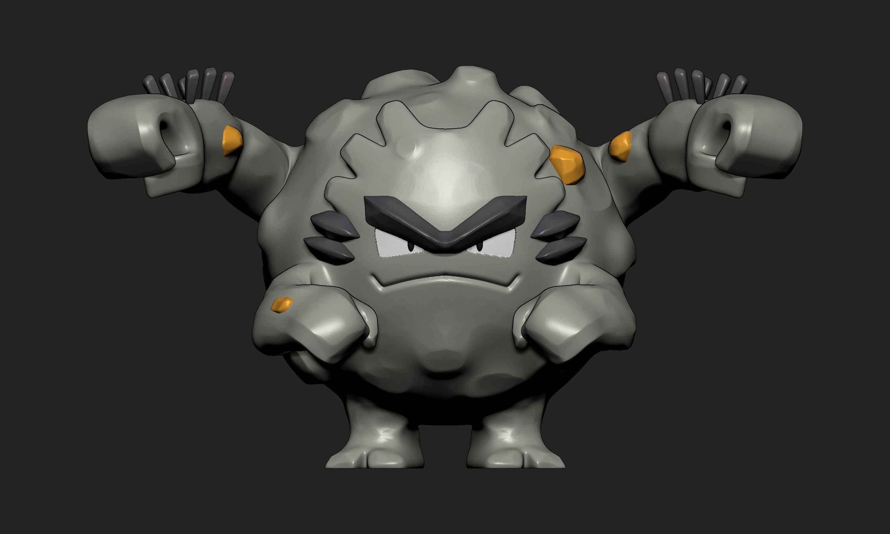 Pokemon - Alolan Geodude Graveler and Golem with 2 poses 3D print model_8