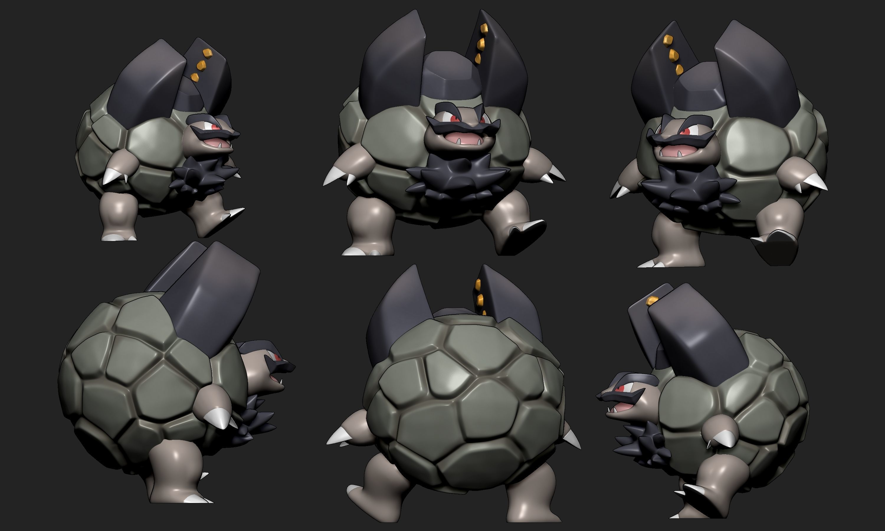 Pokemon - Alolan Geodude Graveler and Golem with 2 poses 3D print model_15