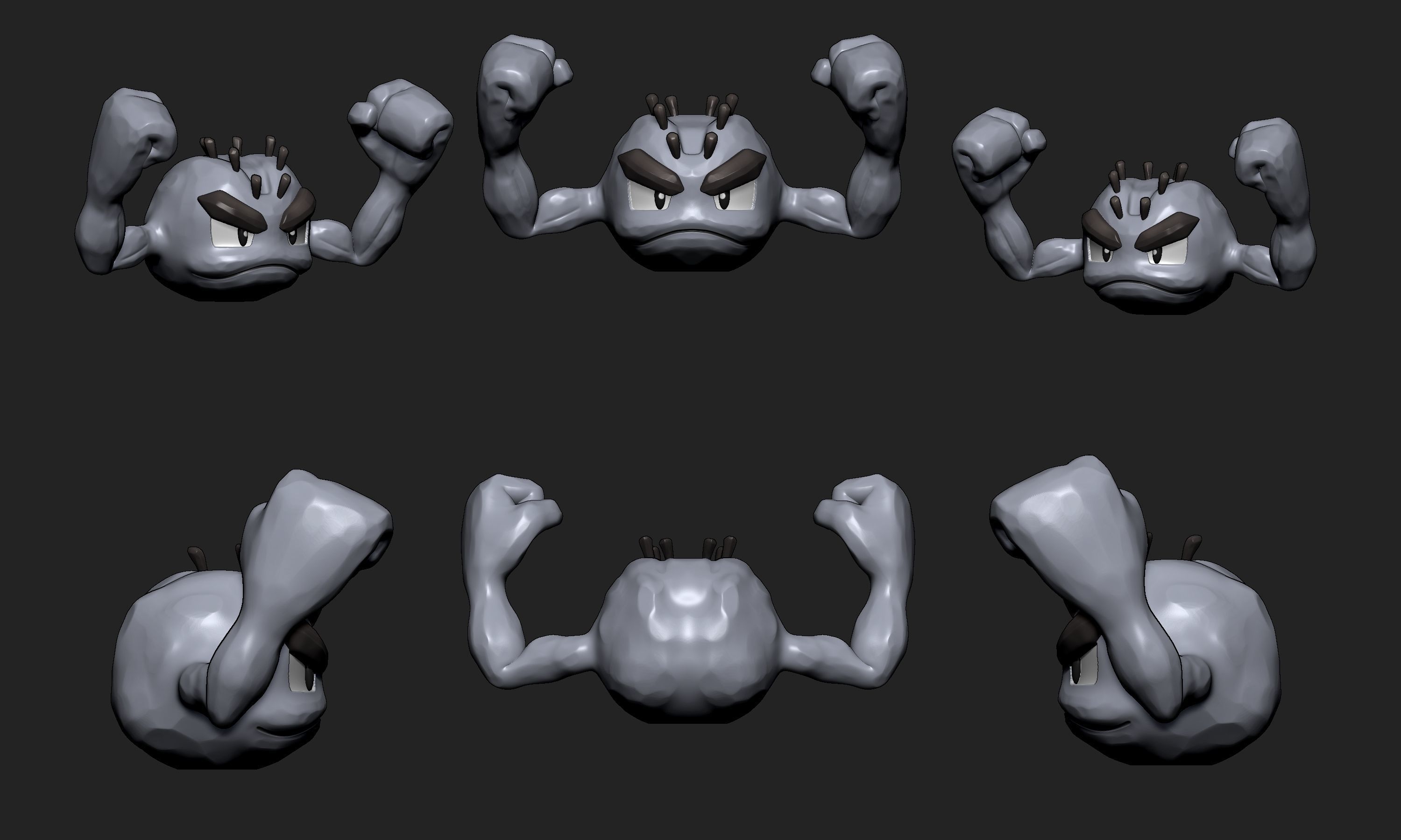 Pokemon - Alolan Geodude Graveler and Golem with 2 poses 3D print model_5