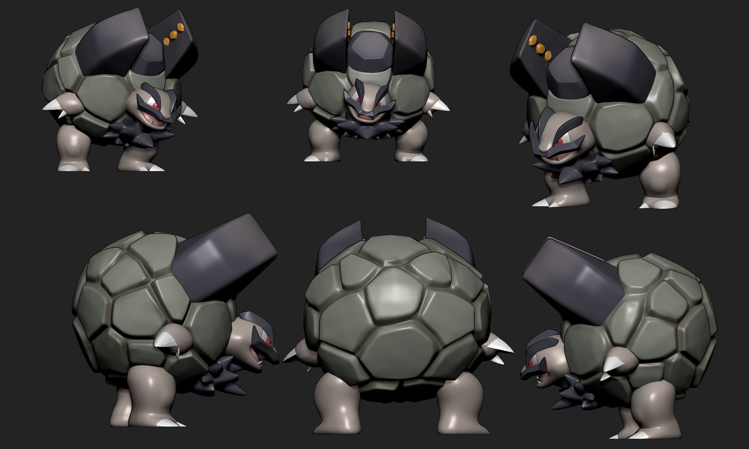 Pokemon - Alolan Geodude Graveler and Golem with 2 poses 3D print model_14