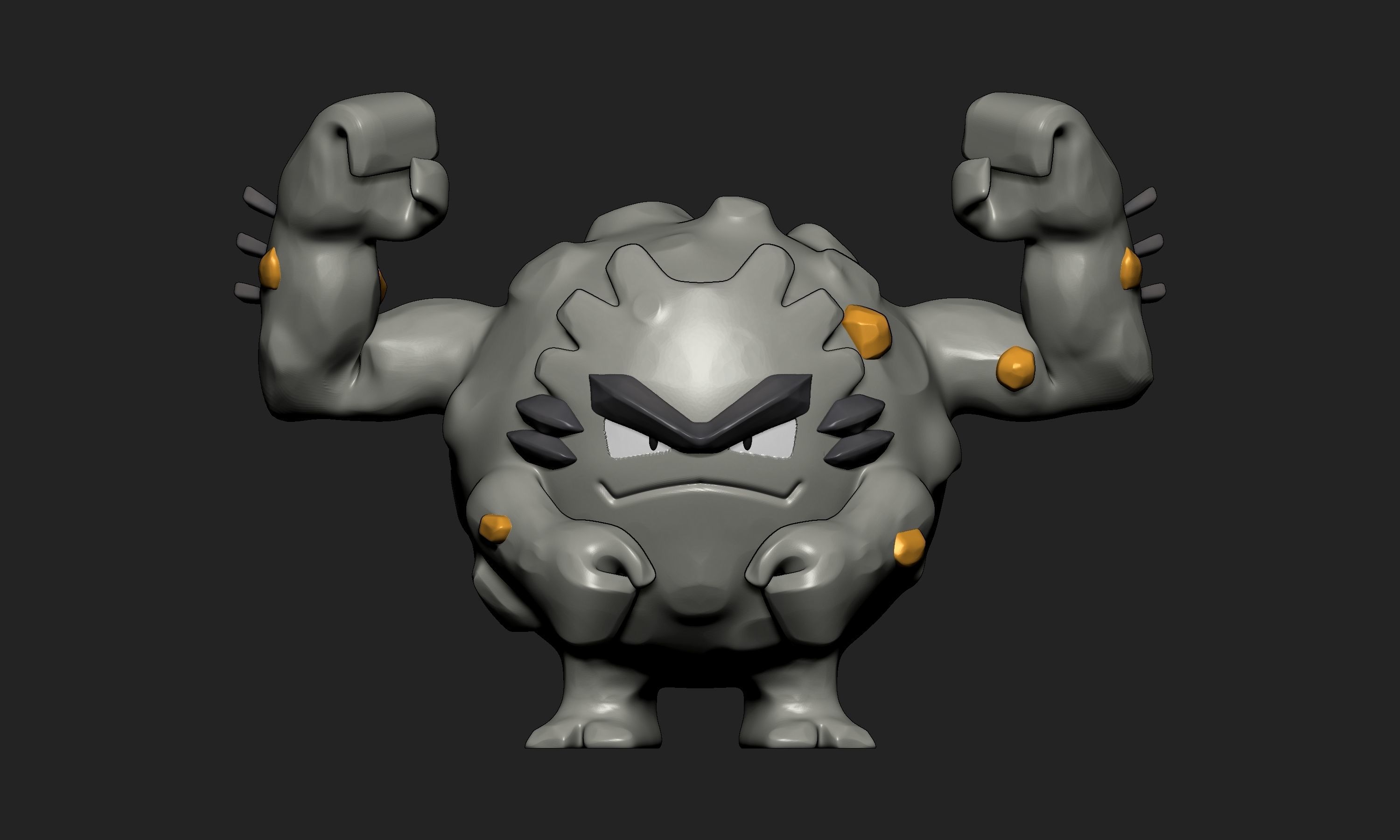 Pokemon - Alolan Geodude Graveler and Golem with 2 poses 3D print model_7