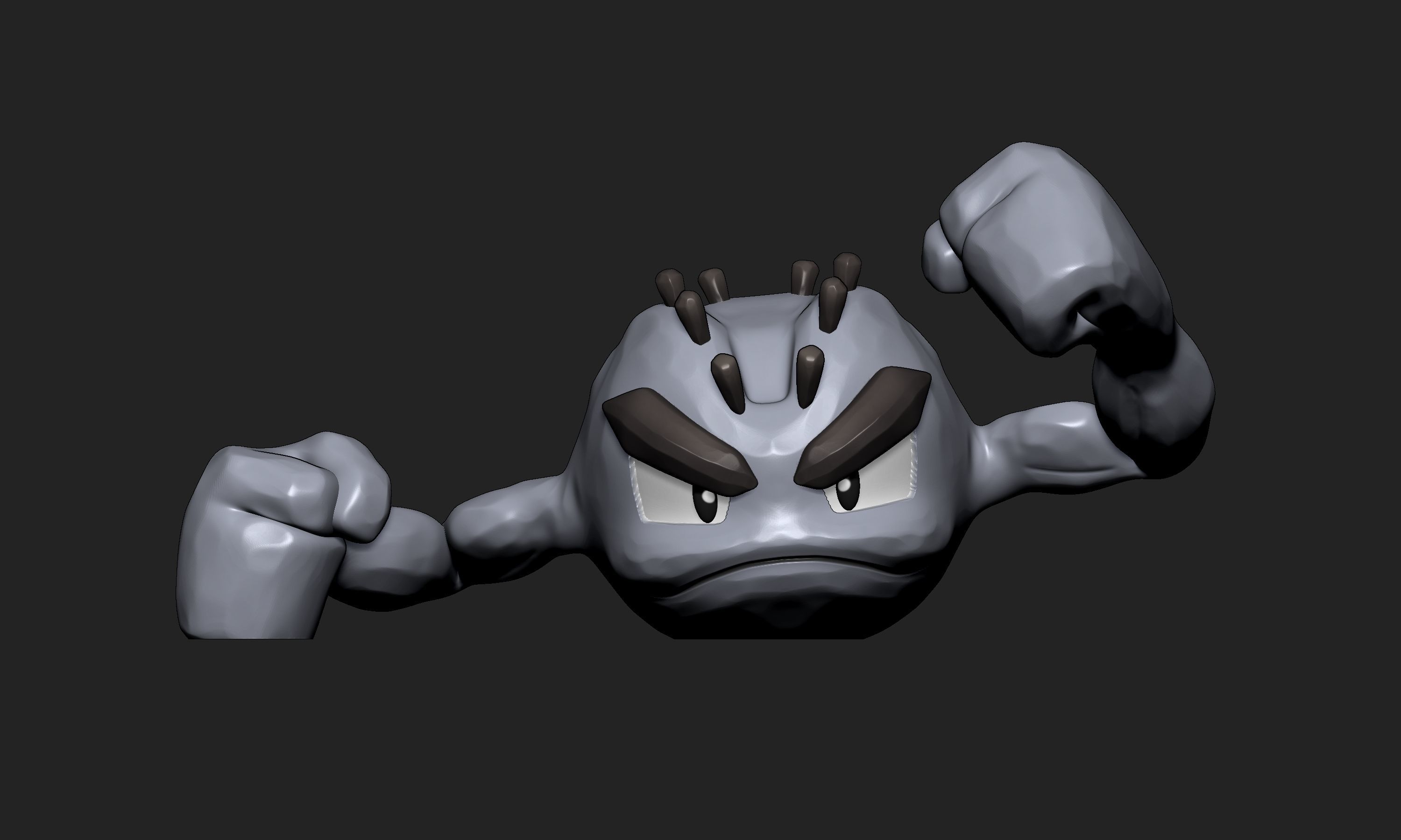Pokemon - Alolan Geodude Graveler and Golem with 2 poses 3D print model_2