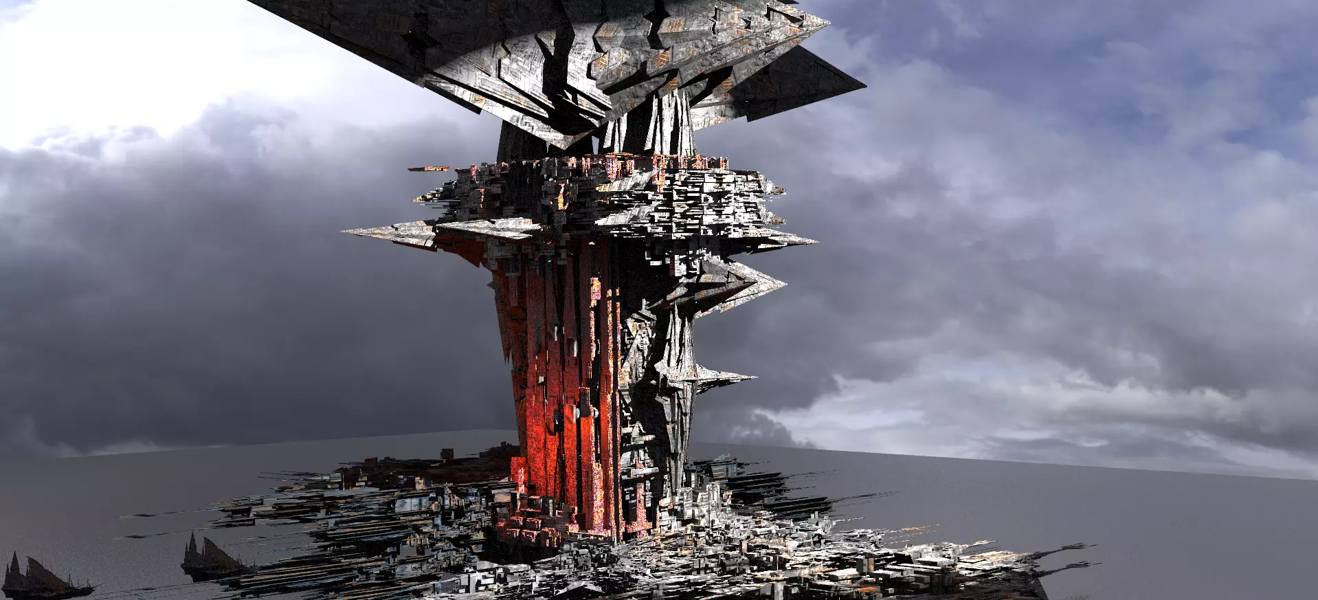 Dark scepter Ship Tower City 3D model_0