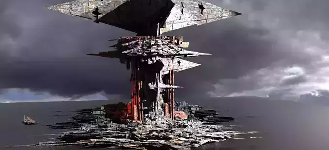 Sci-Fi Dark Egyptian scepterTower