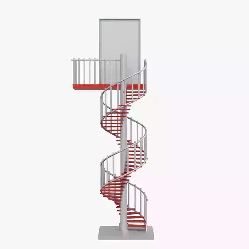 Fire Escape Staircase Rounded - 3D Model