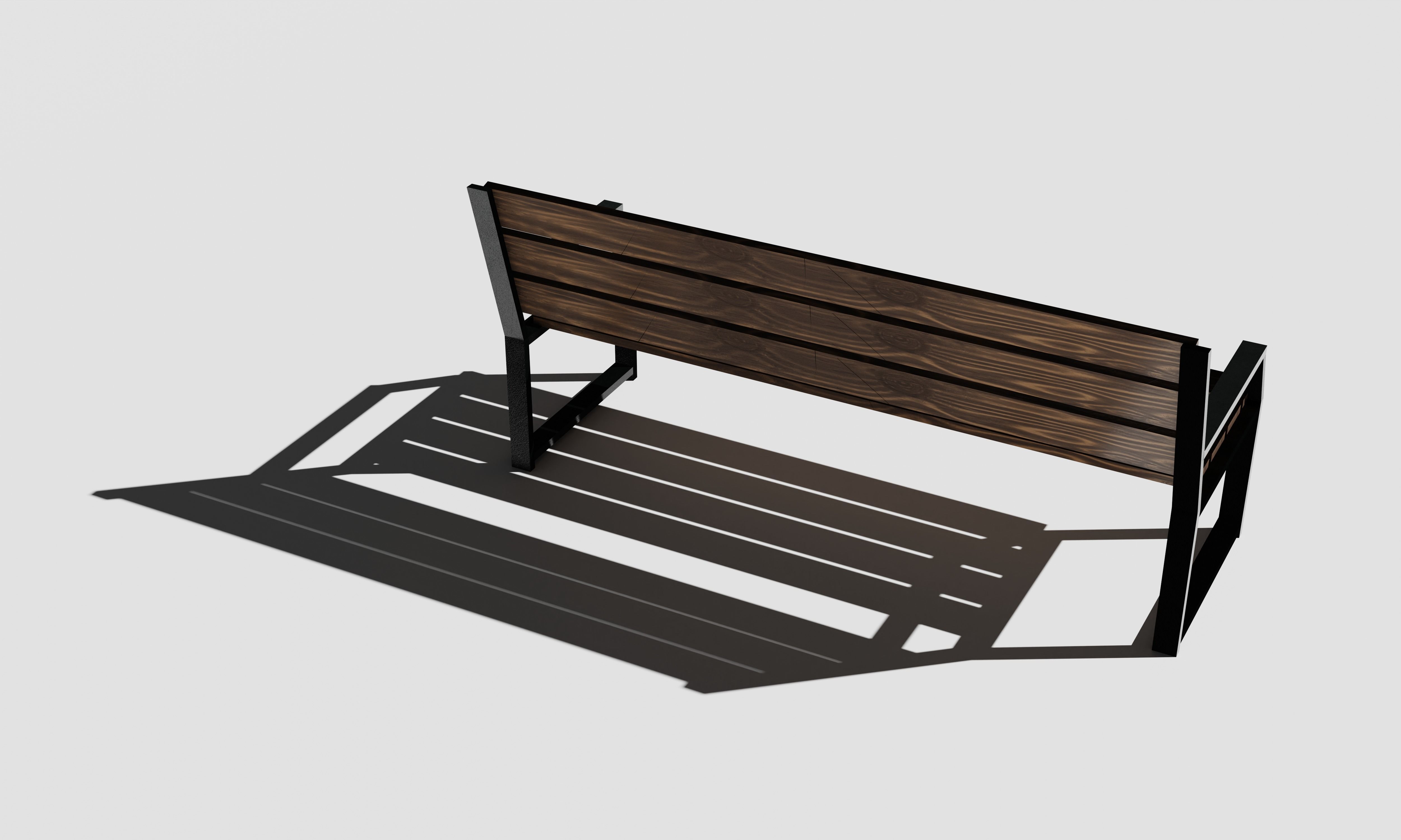 Wood Bench Low-poly 3D model_4