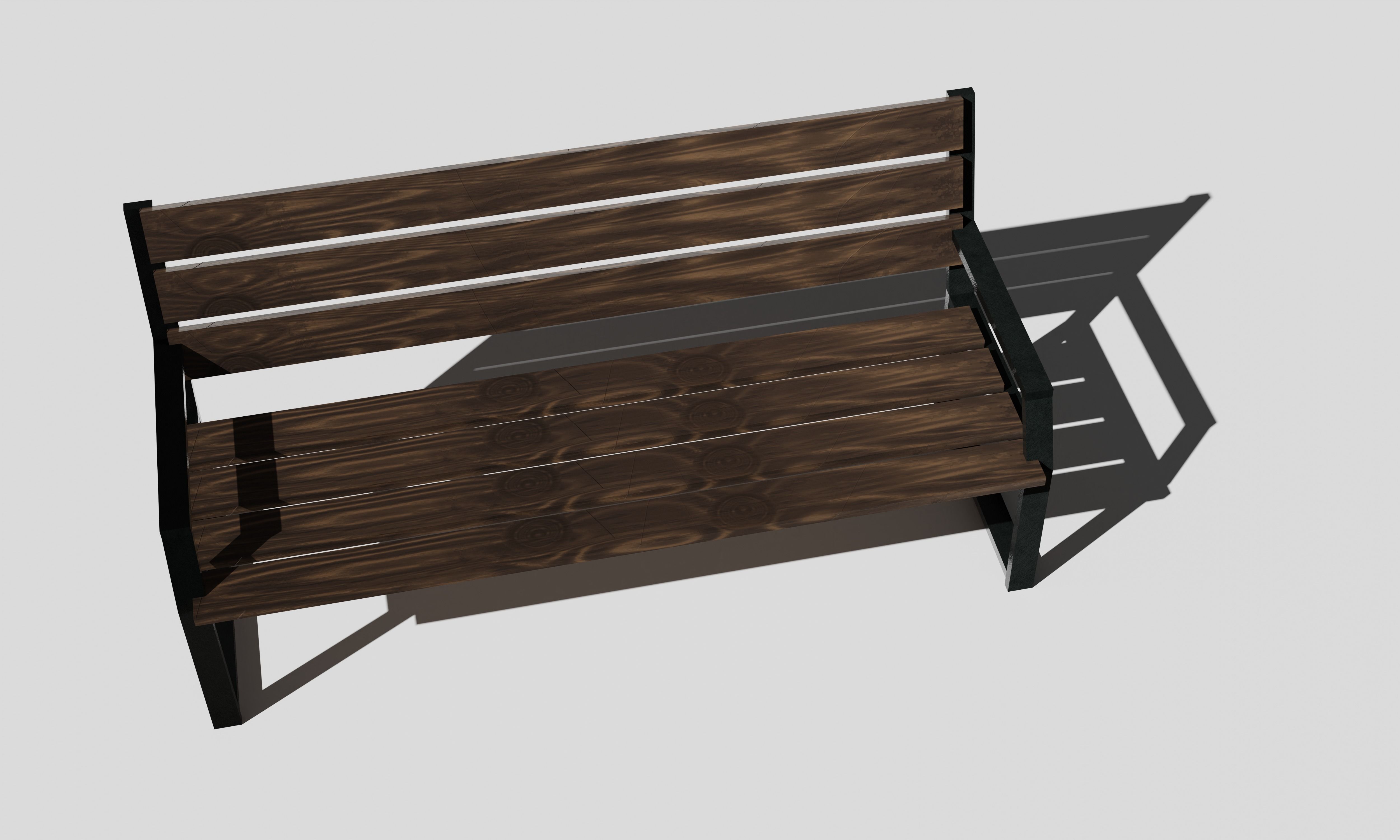 Wood Bench Low-poly 3D model_2