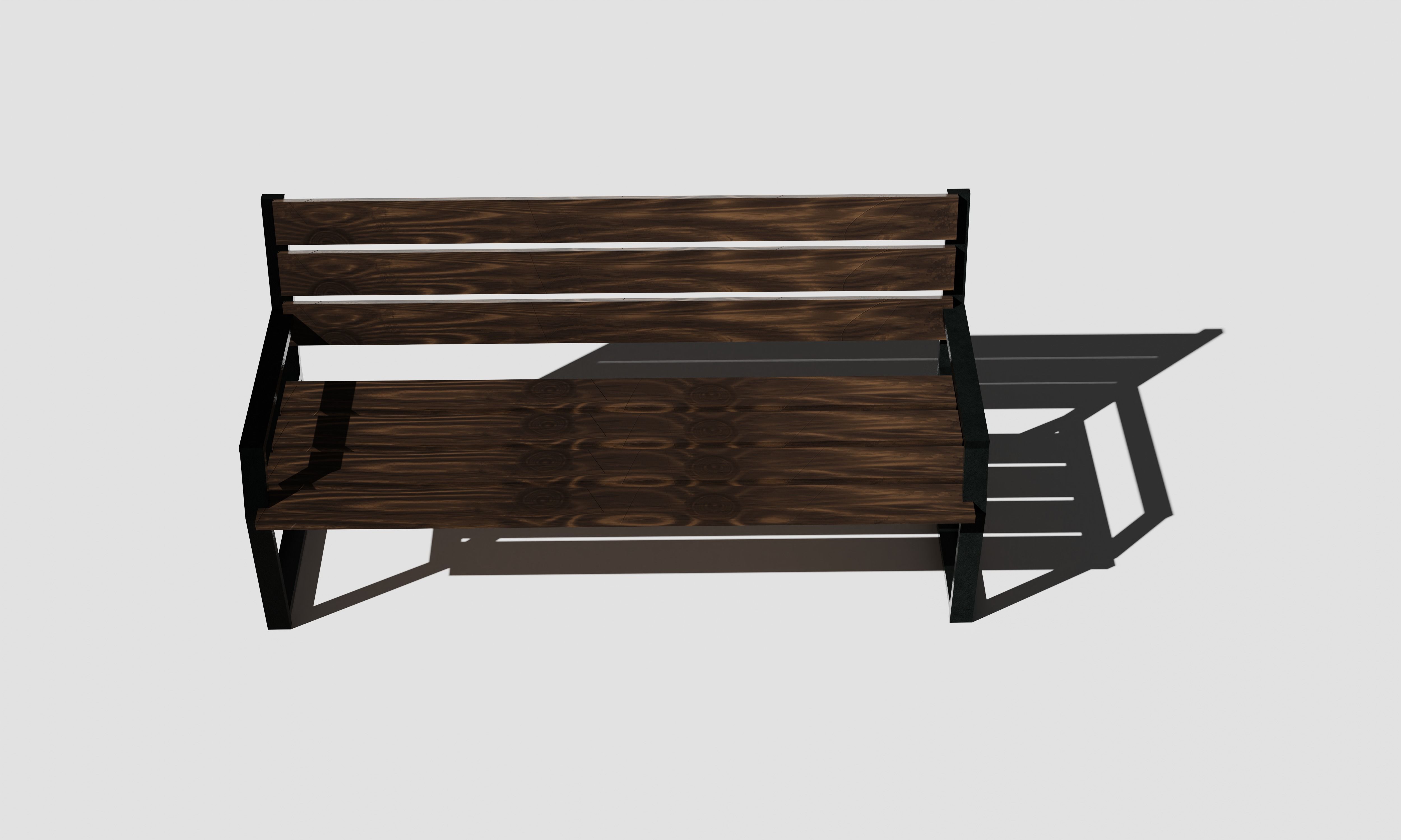 Wood Bench Low-poly 3D model_3