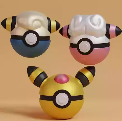 Pokemon Mareep Flaaffy and Ampharos Pokeball 
