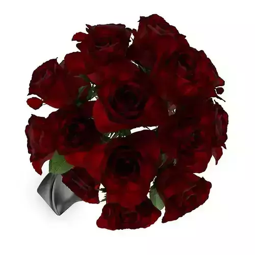 Red Roses in Black Vase