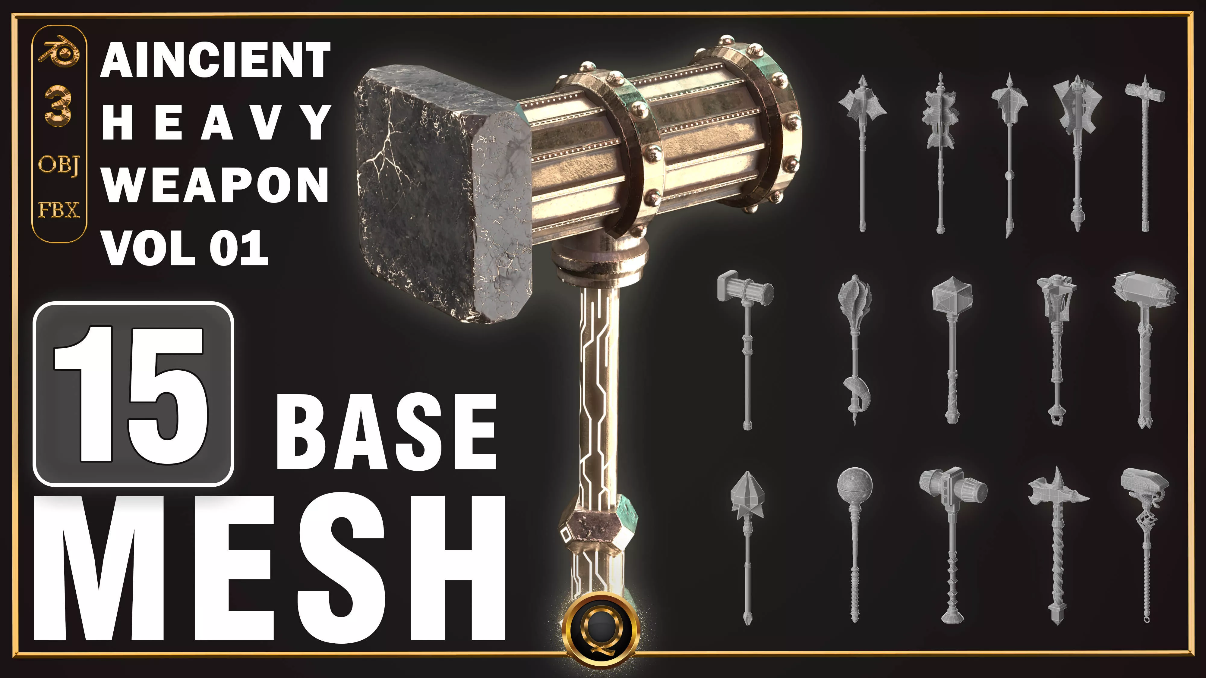 15Weapon base mesh vol 01 Low-poly 3D model