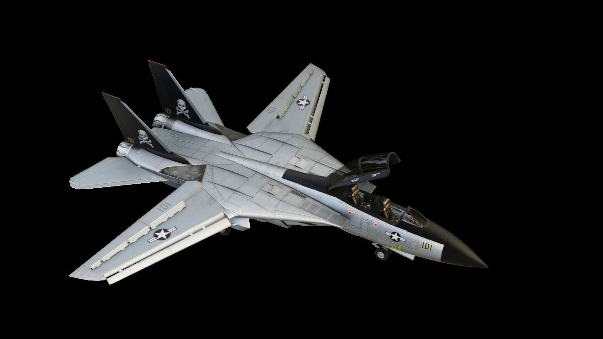 Grumman F-14 Tomcat US Fighter Jet Low-poly 3D model_2
