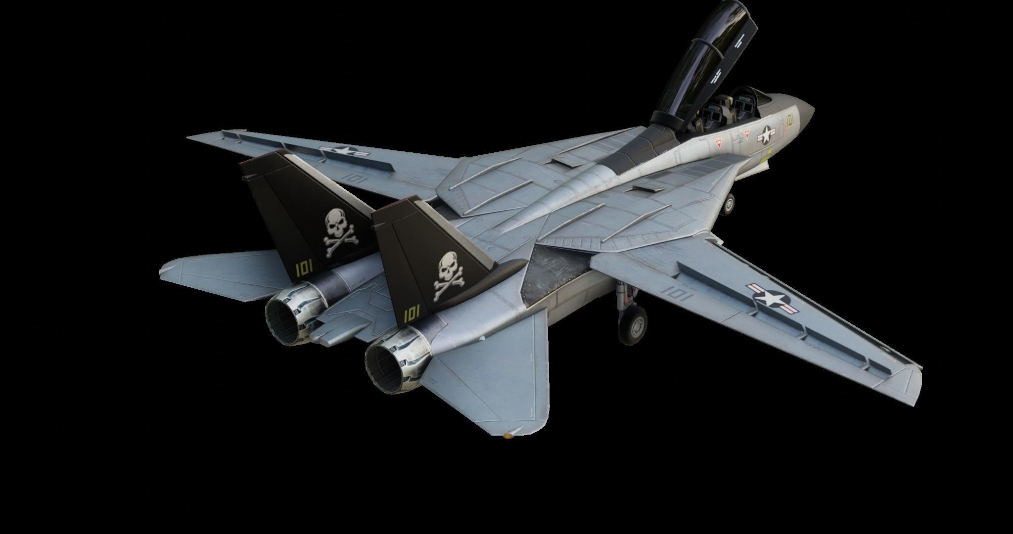 Grumman F-14 Tomcat US Fighter Jet Low-poly 3D model_6