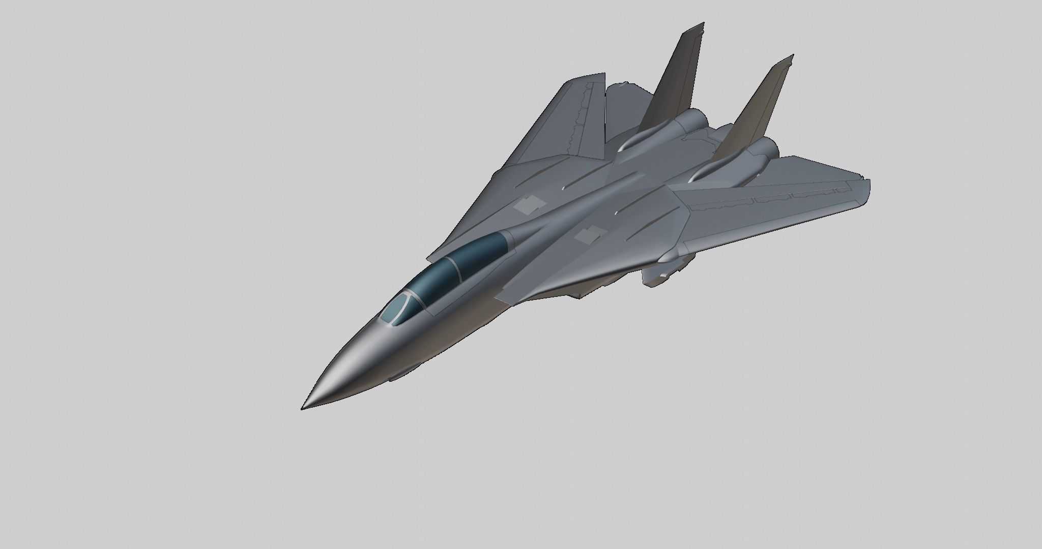 Grumman F-14 Tomcat US Fighter Jet Low-poly 3D model_10