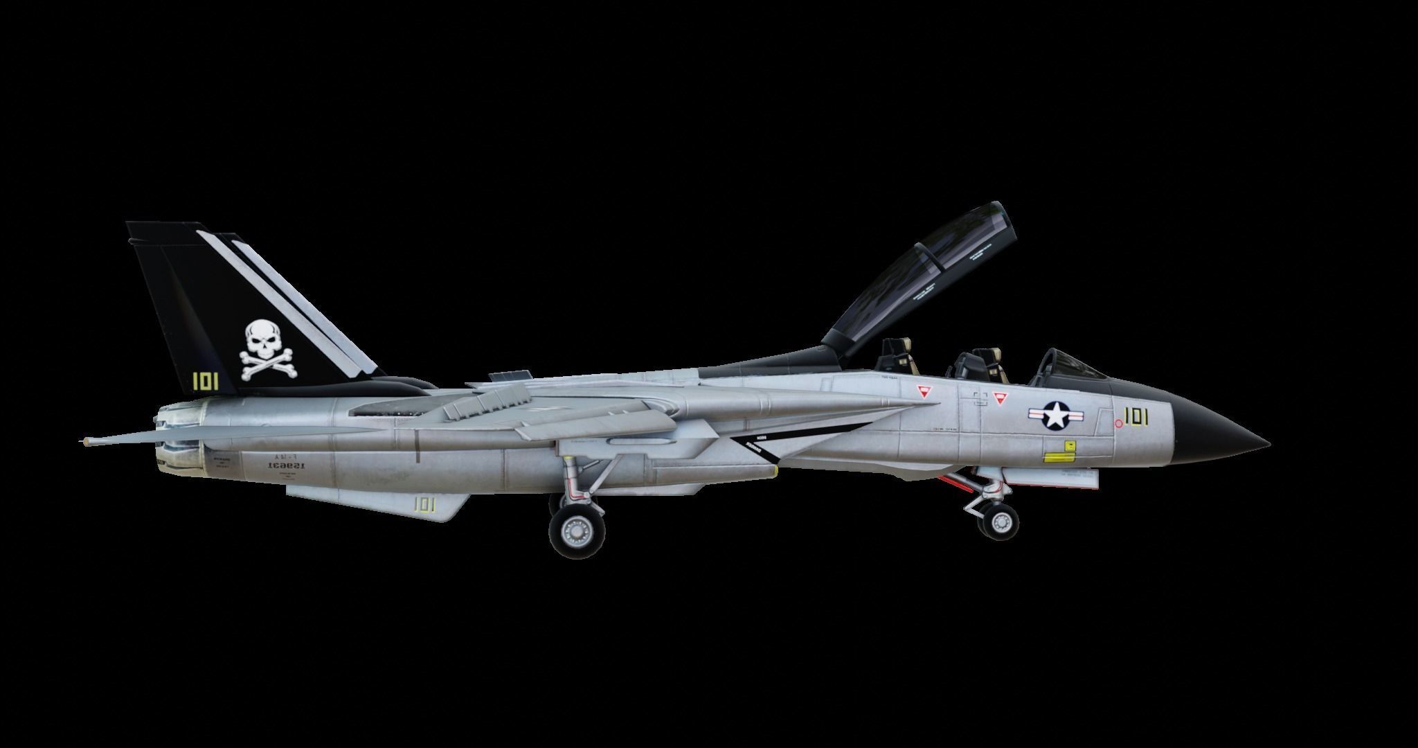 Grumman F-14 Tomcat US Fighter Jet Low-poly 3D model_7