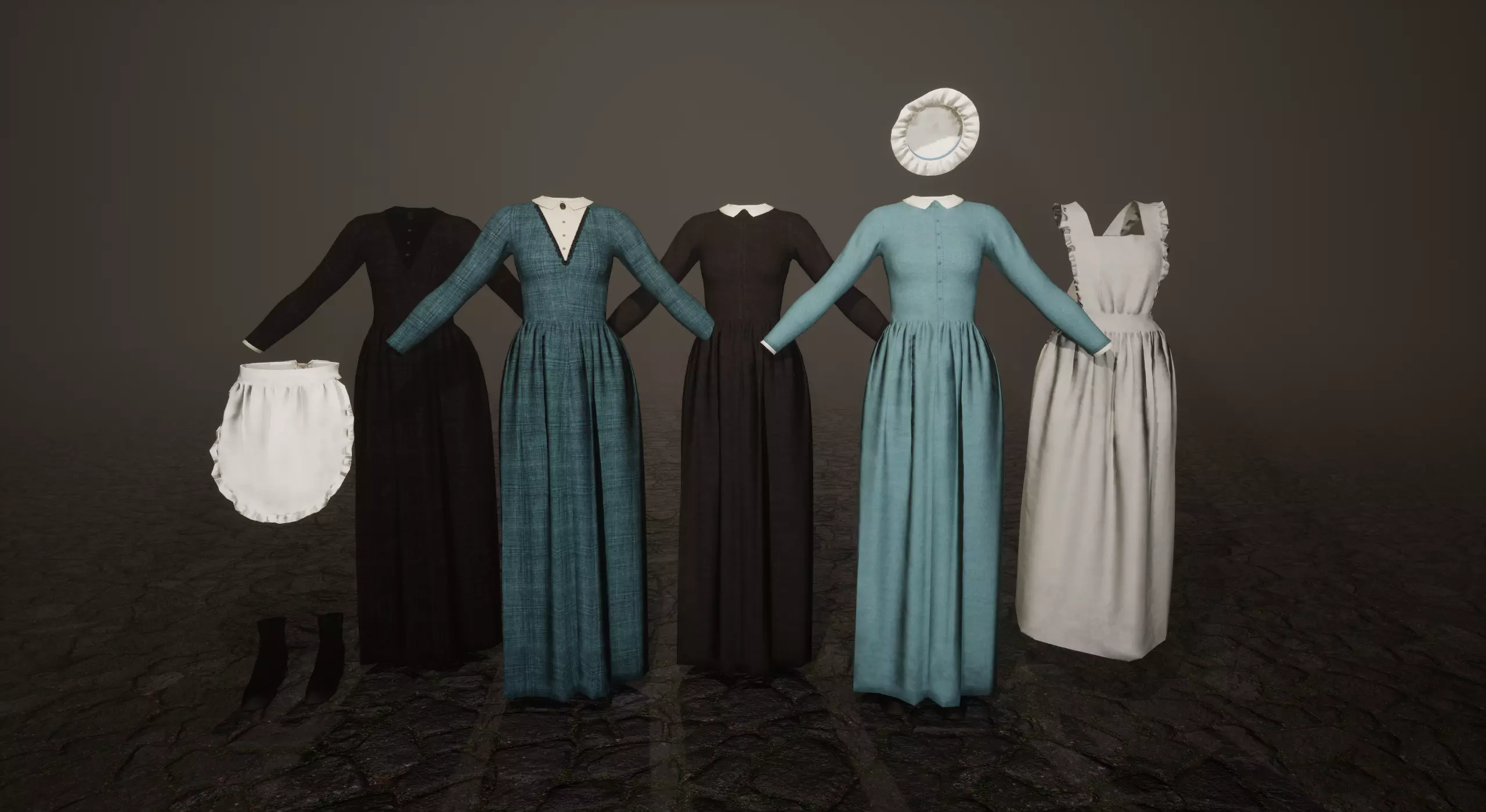 Victorian Maids Low-poly 3D model