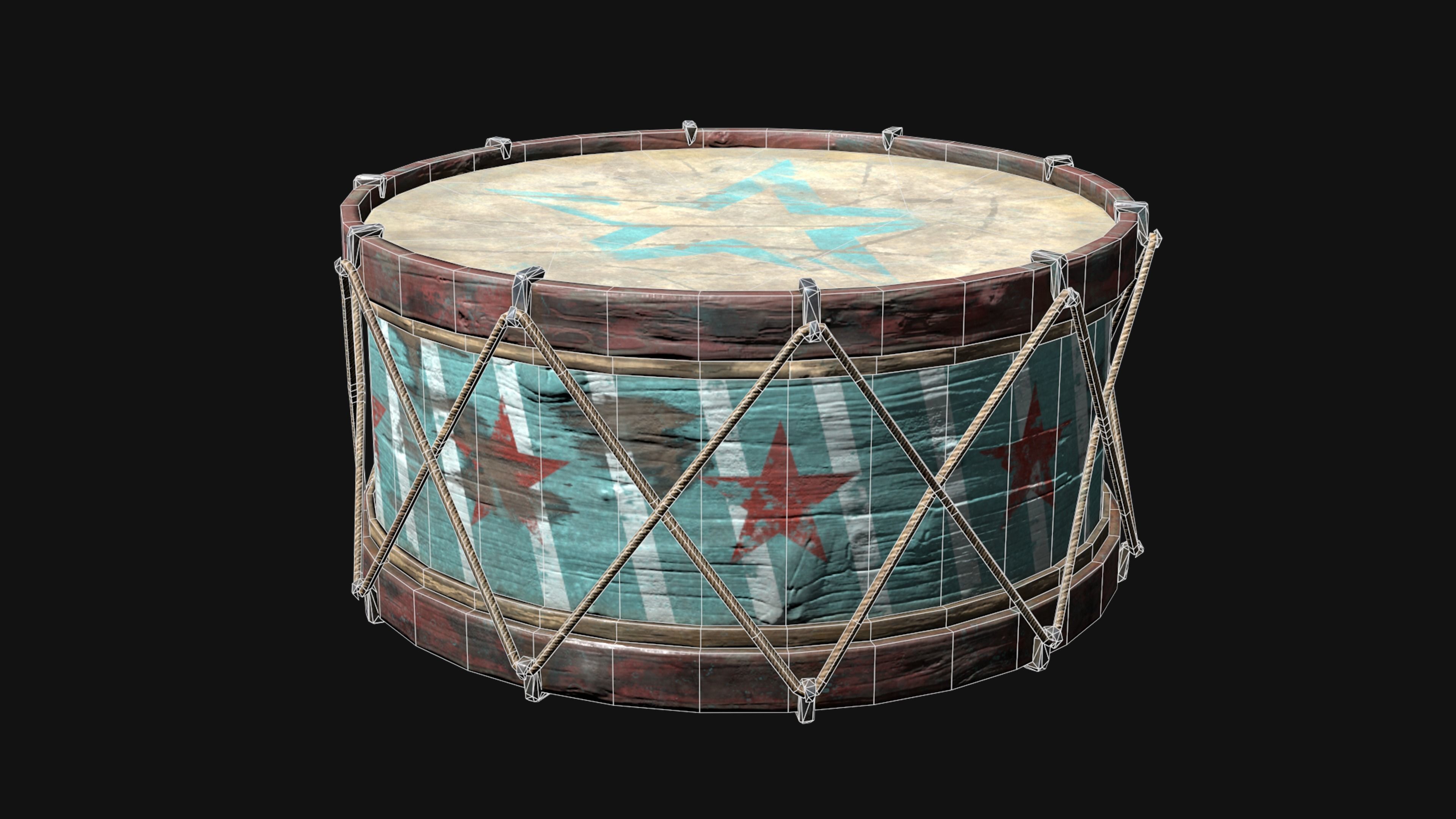 Drums - game ready Low-poly 3D model_3