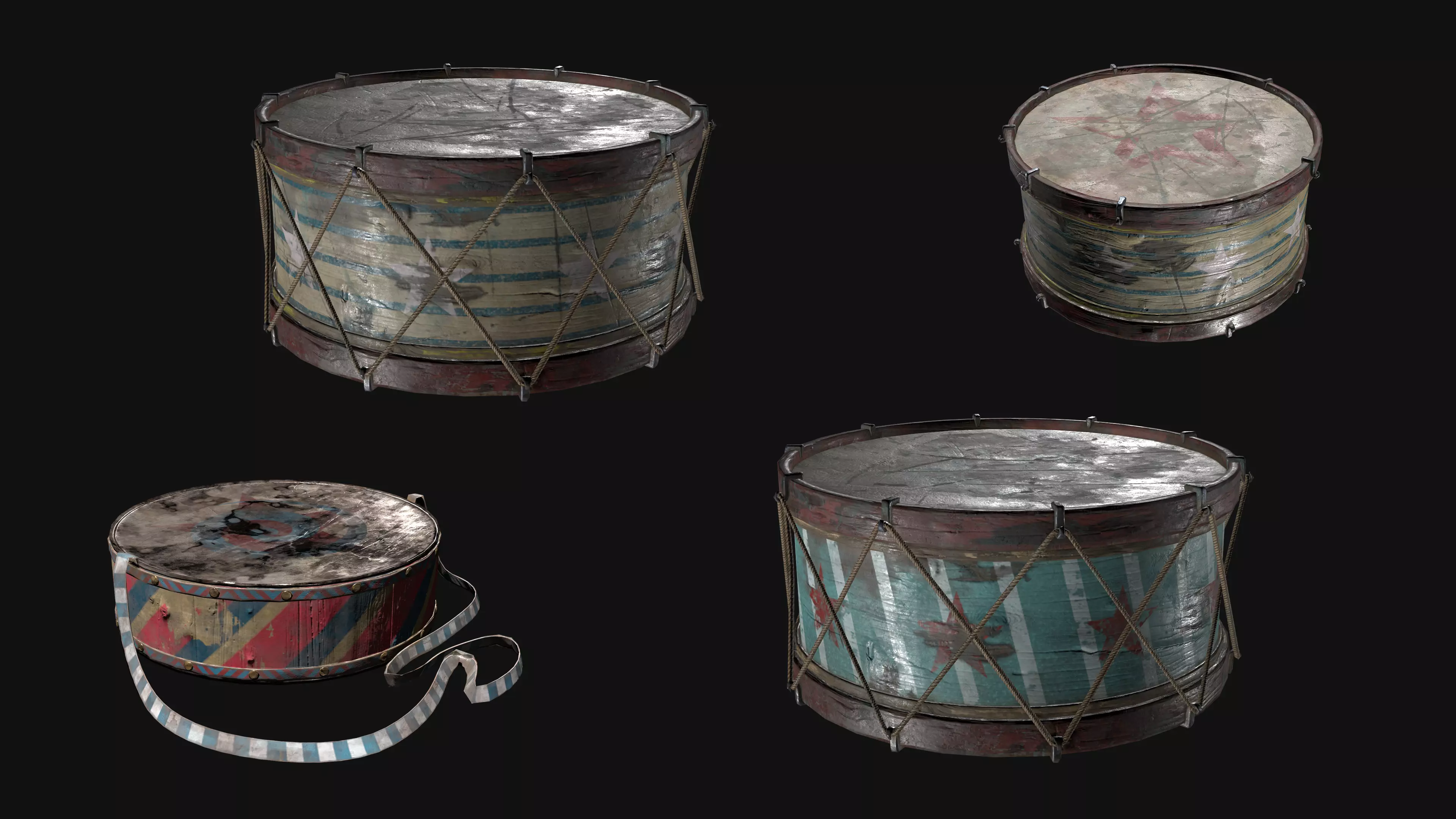 Drums - game ready Low-poly 3D model_0