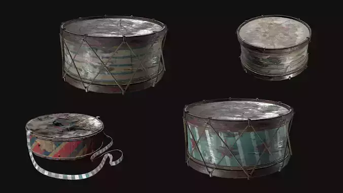 Drums - game ready Low-poly 3D model