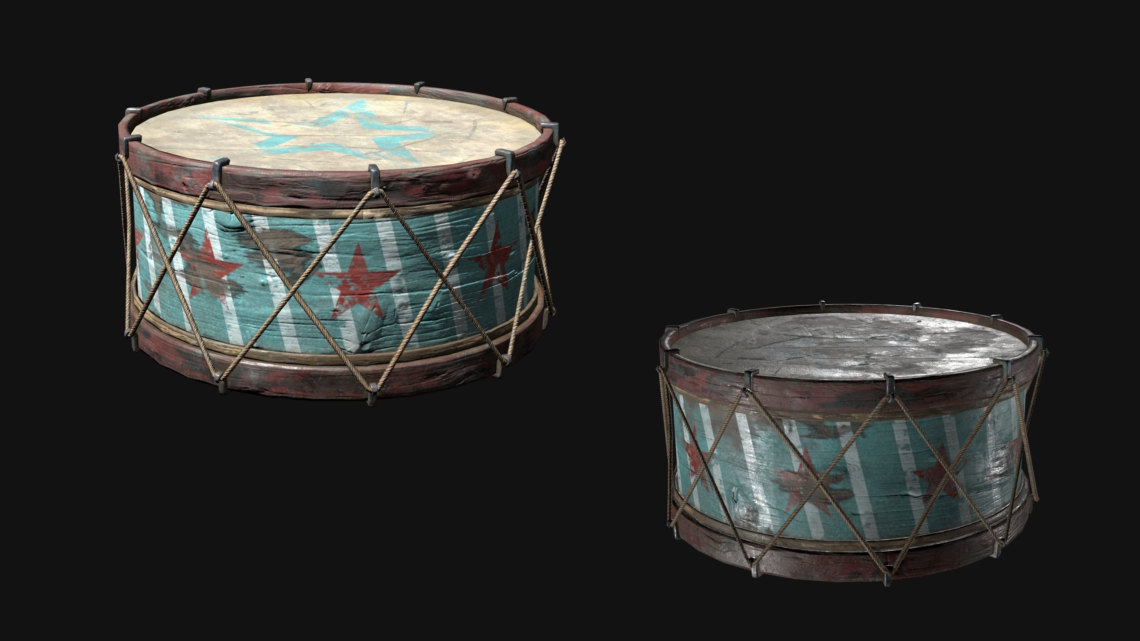 Drums - game ready Low-poly 3D model_1