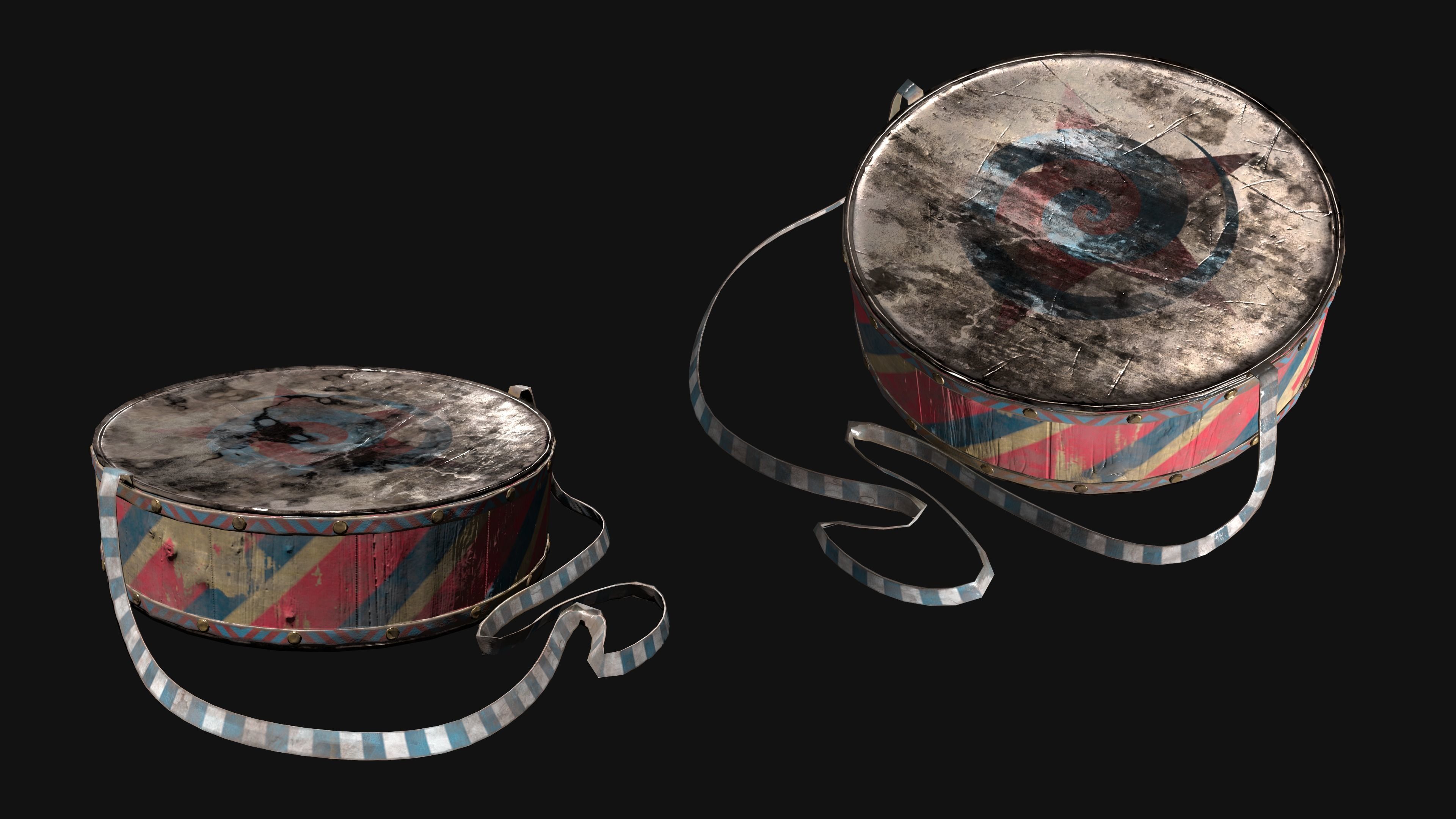 Drums - game ready Low-poly 3D model_6