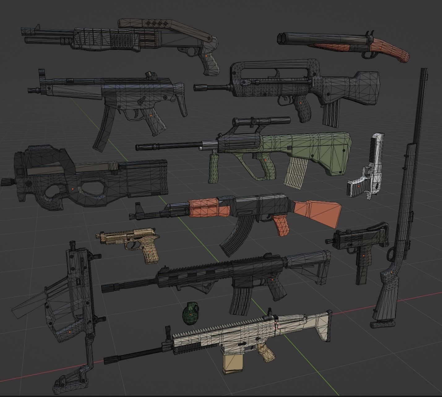 Low Poly Gun Pack Low-poly 3D model_1