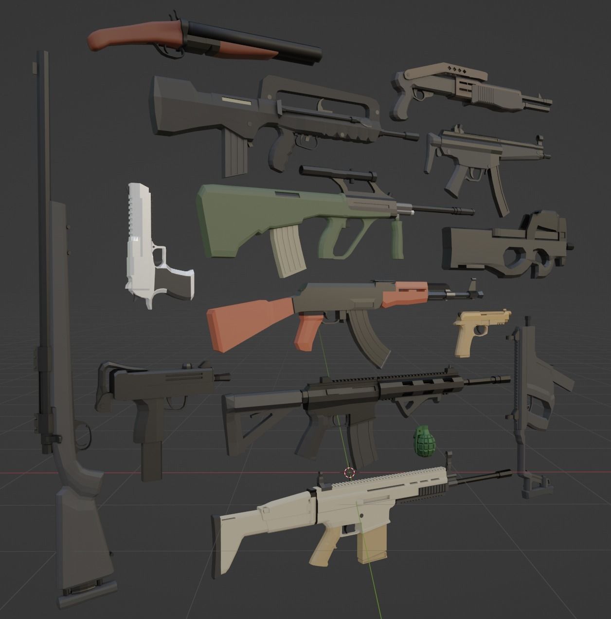 Low Poly Gun Pack Low-poly 3D model_5