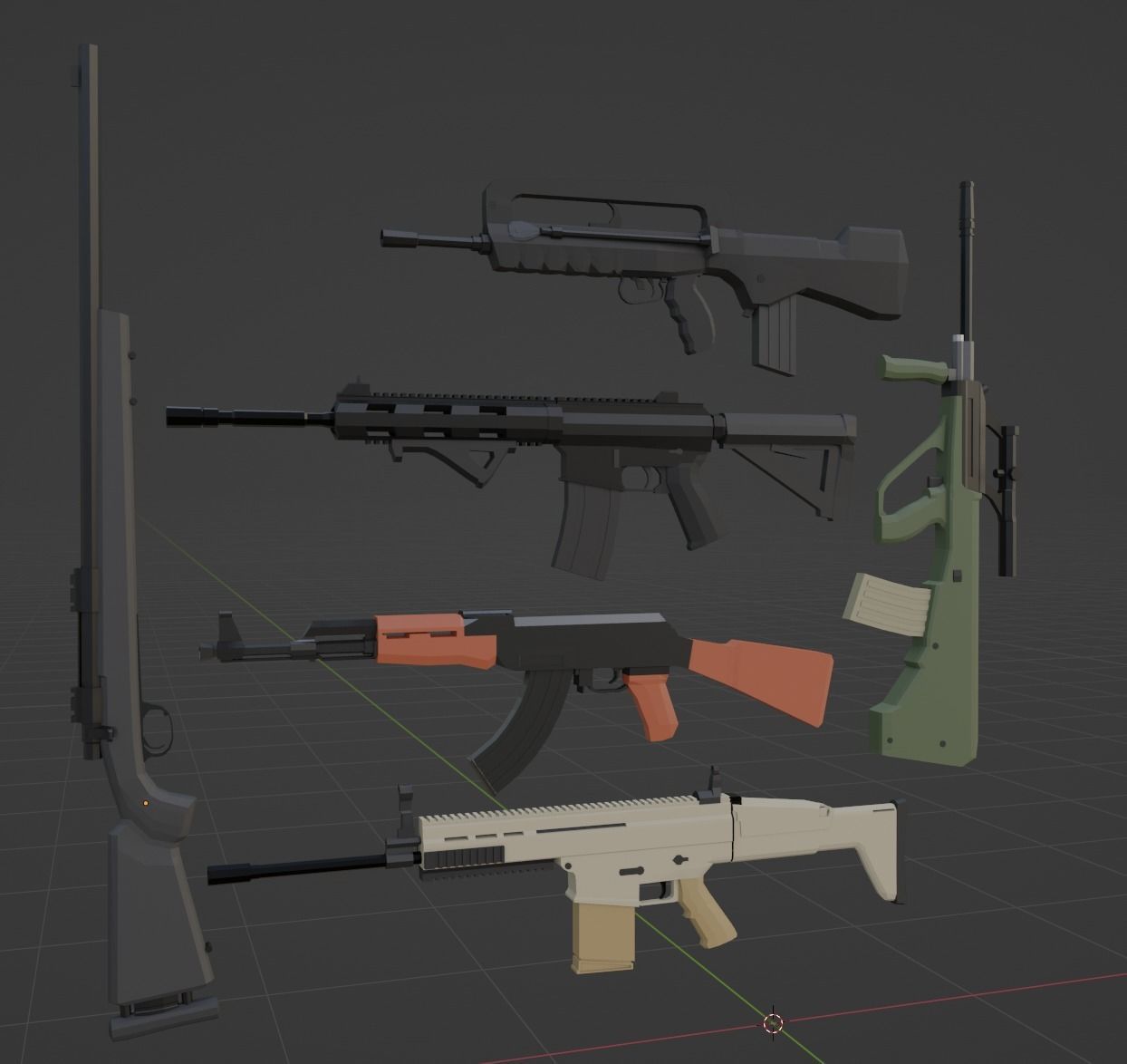 Low Poly Gun Pack Low-poly 3D model_3