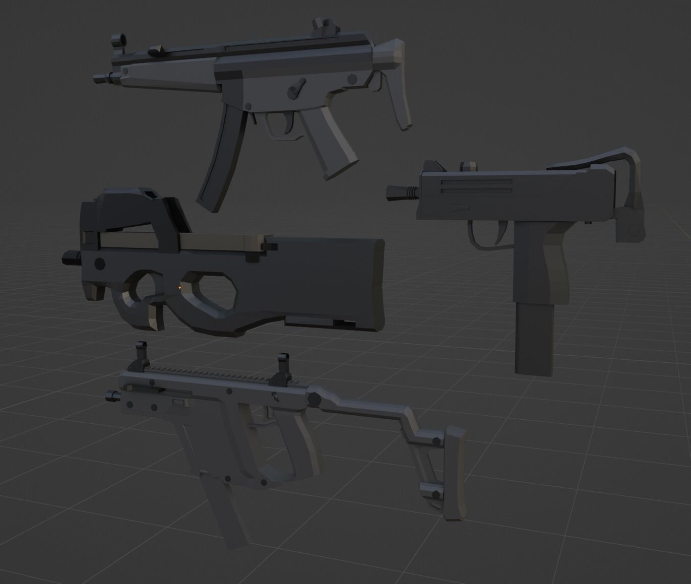 Low Poly Gun Pack Low-poly 3D model_4