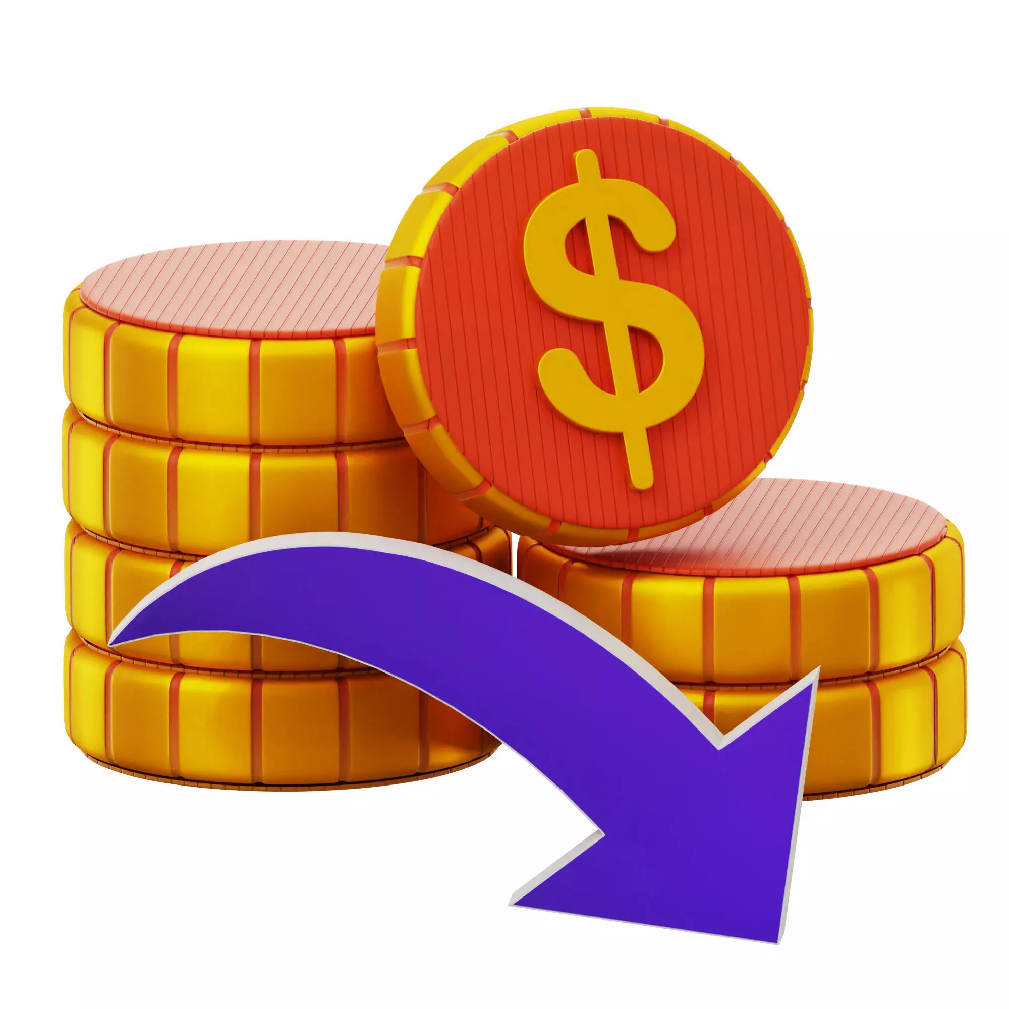 3D Financial Loss Low-poly 3D model_0