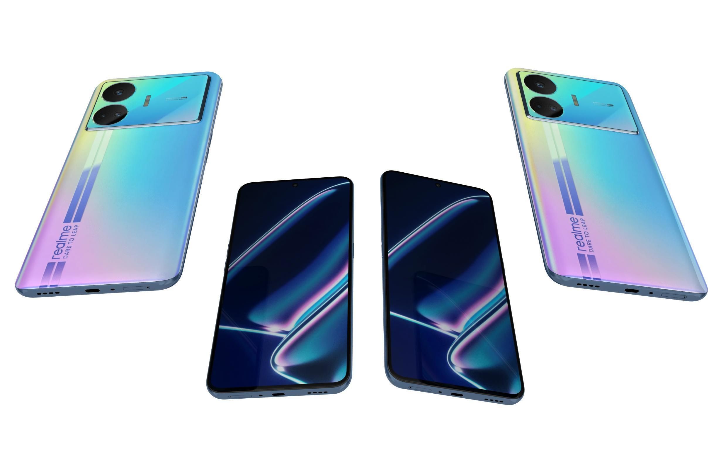 Realme GT Neo5 SE Black And Blue Low-poly 3D model_18
