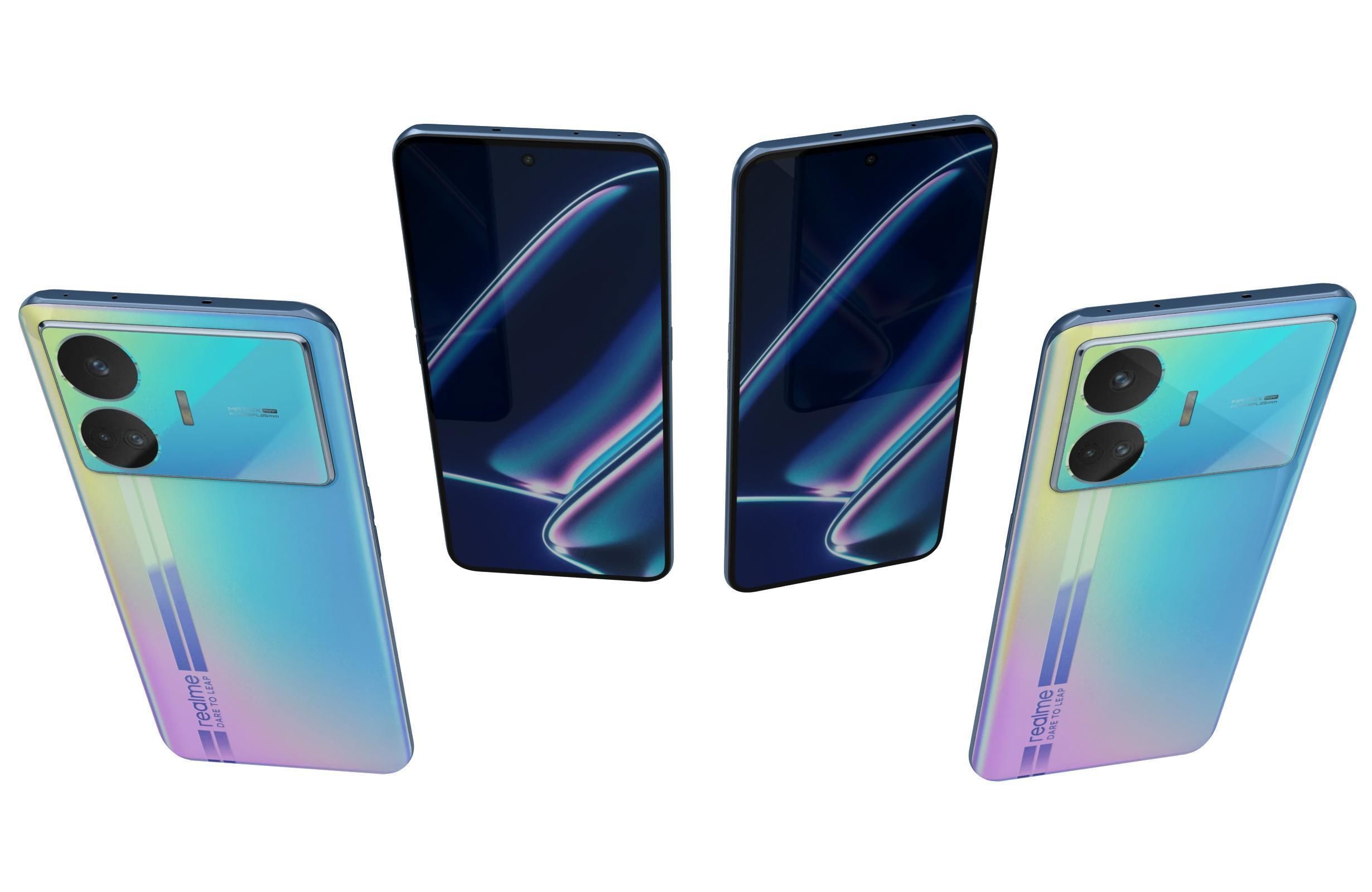 Realme GT Neo5 SE Black And Blue Low-poly 3D model_25