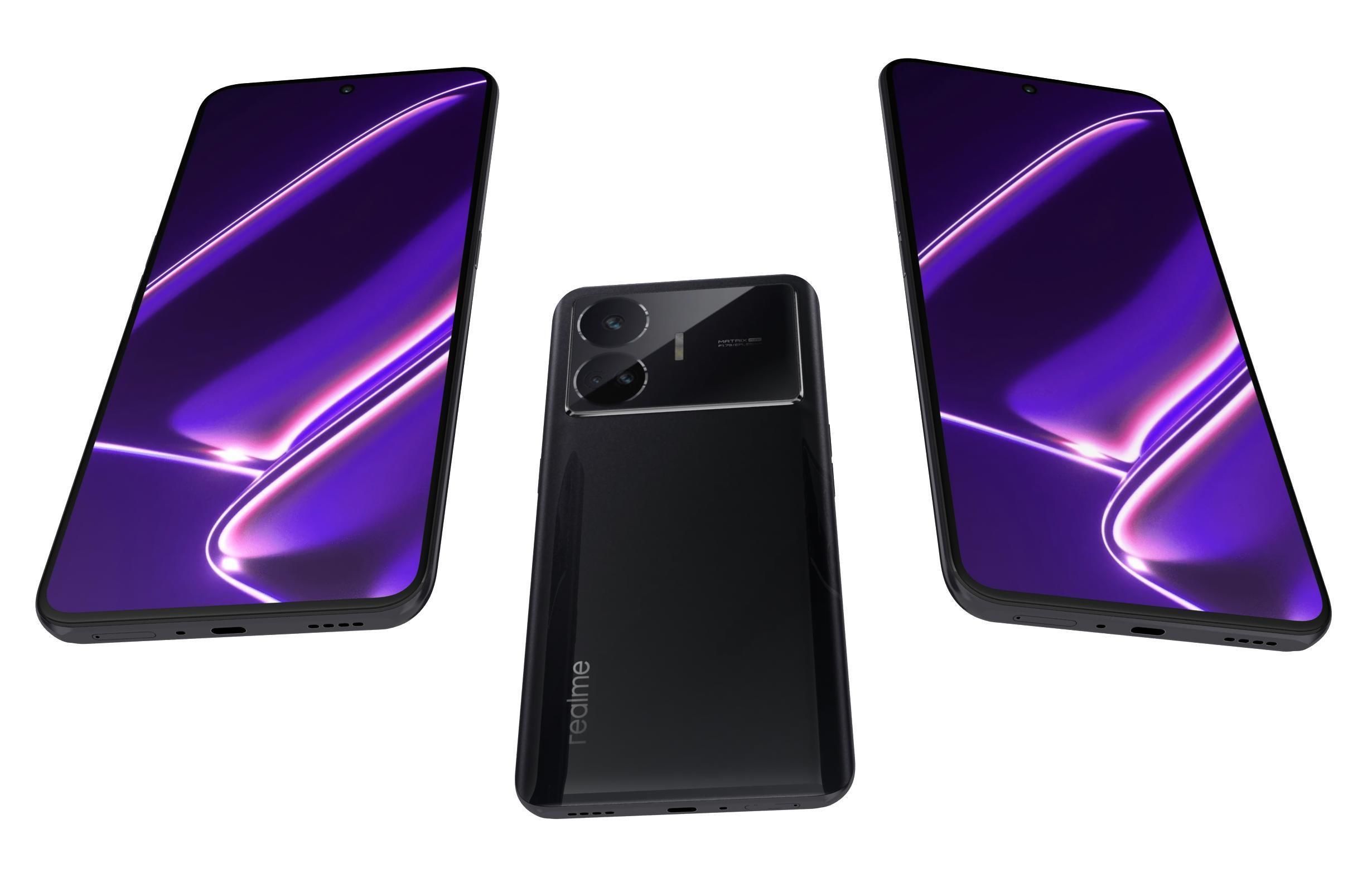 Realme GT Neo5 SE Black And Blue Low-poly 3D model_9