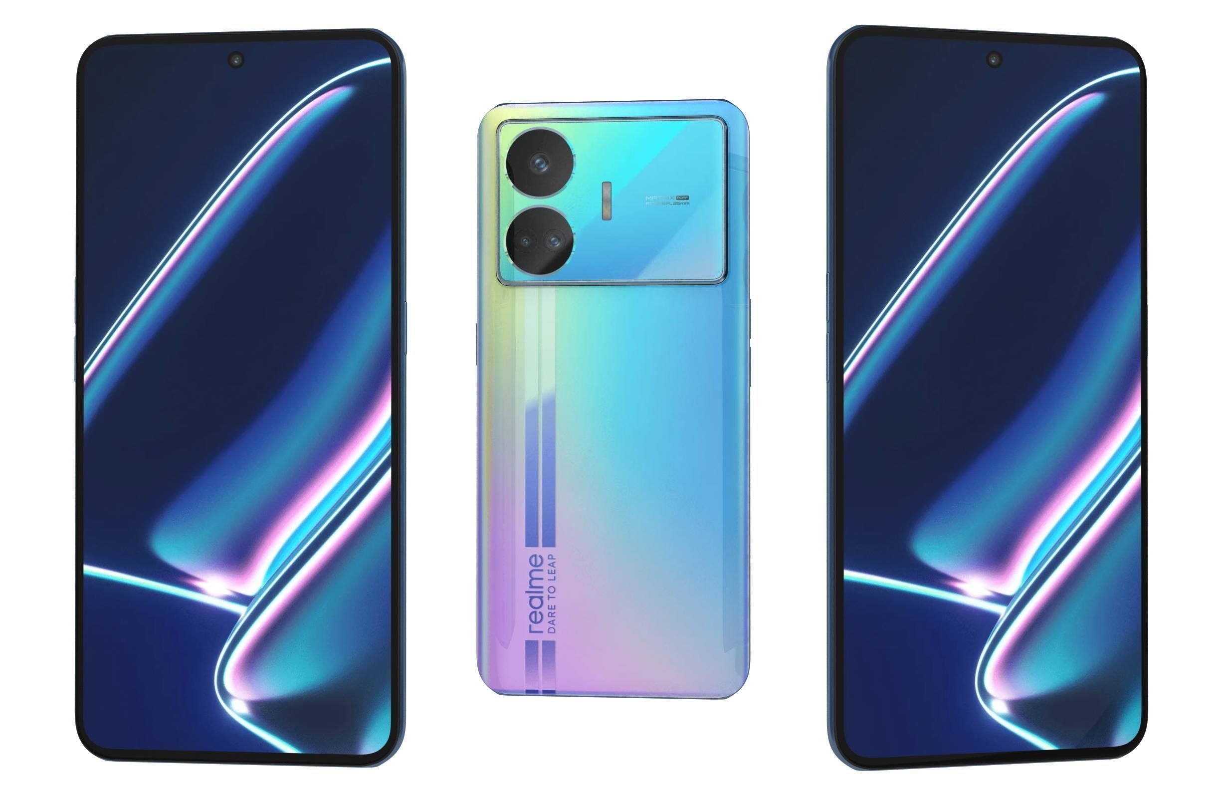 Realme GT Neo5 SE Black And Blue Low-poly 3D model_16