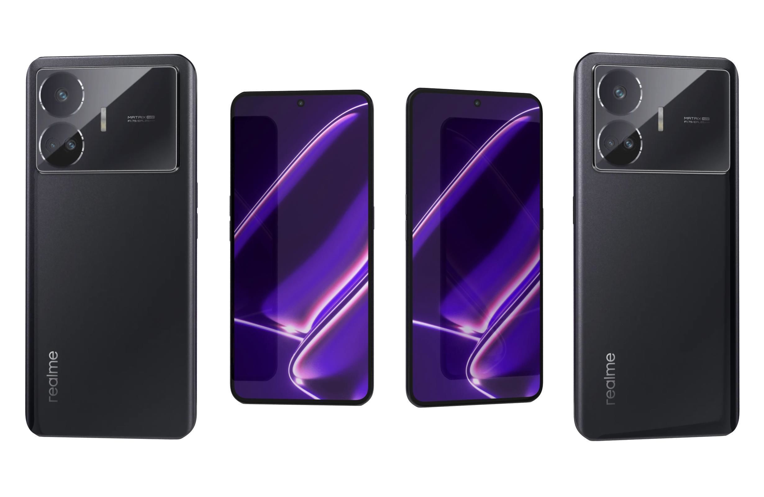 Realme GT Neo5 SE Black And Blue Low-poly 3D model_2