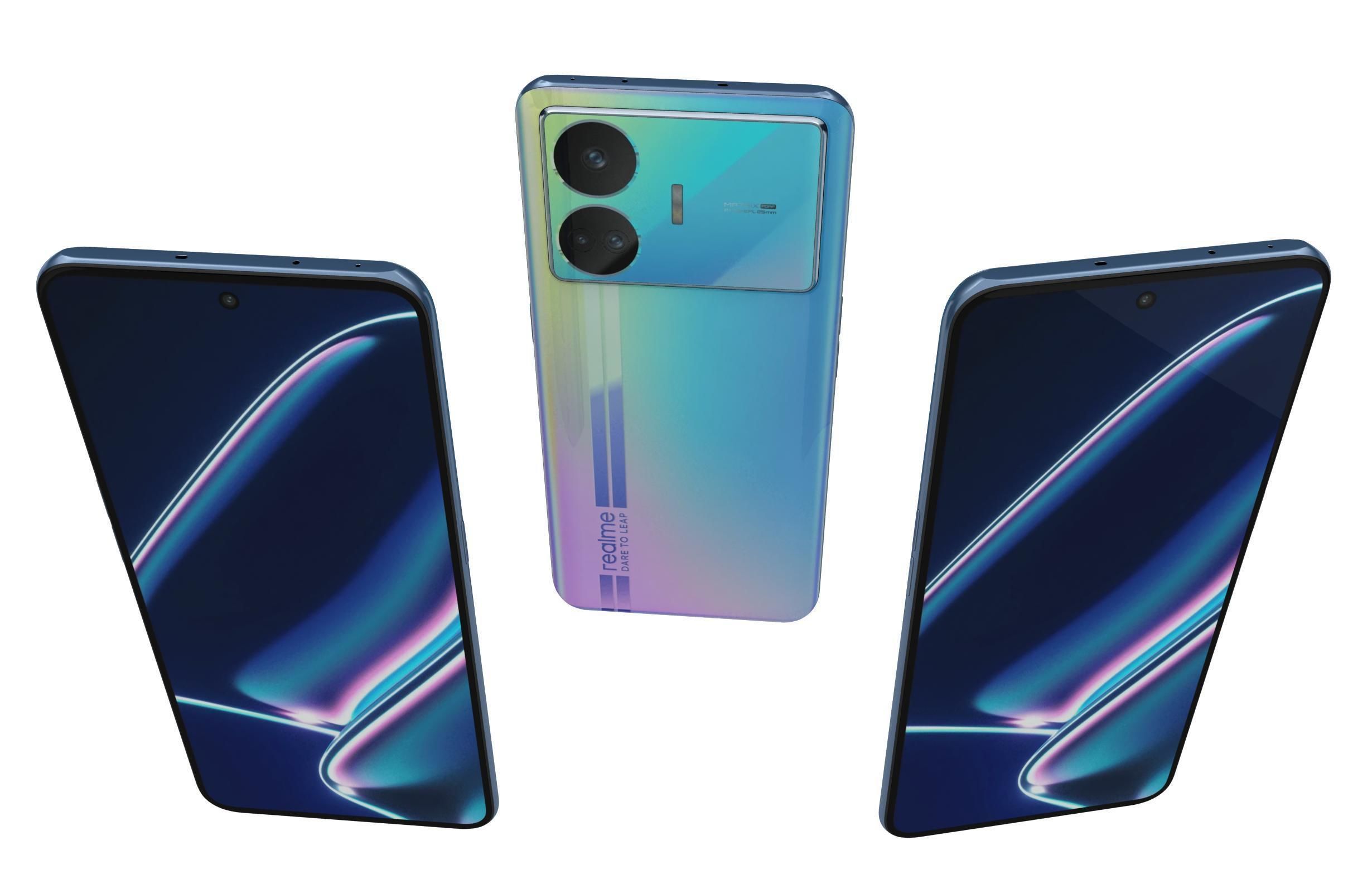 Realme GT Neo5 SE Black And Blue Low-poly 3D model_15