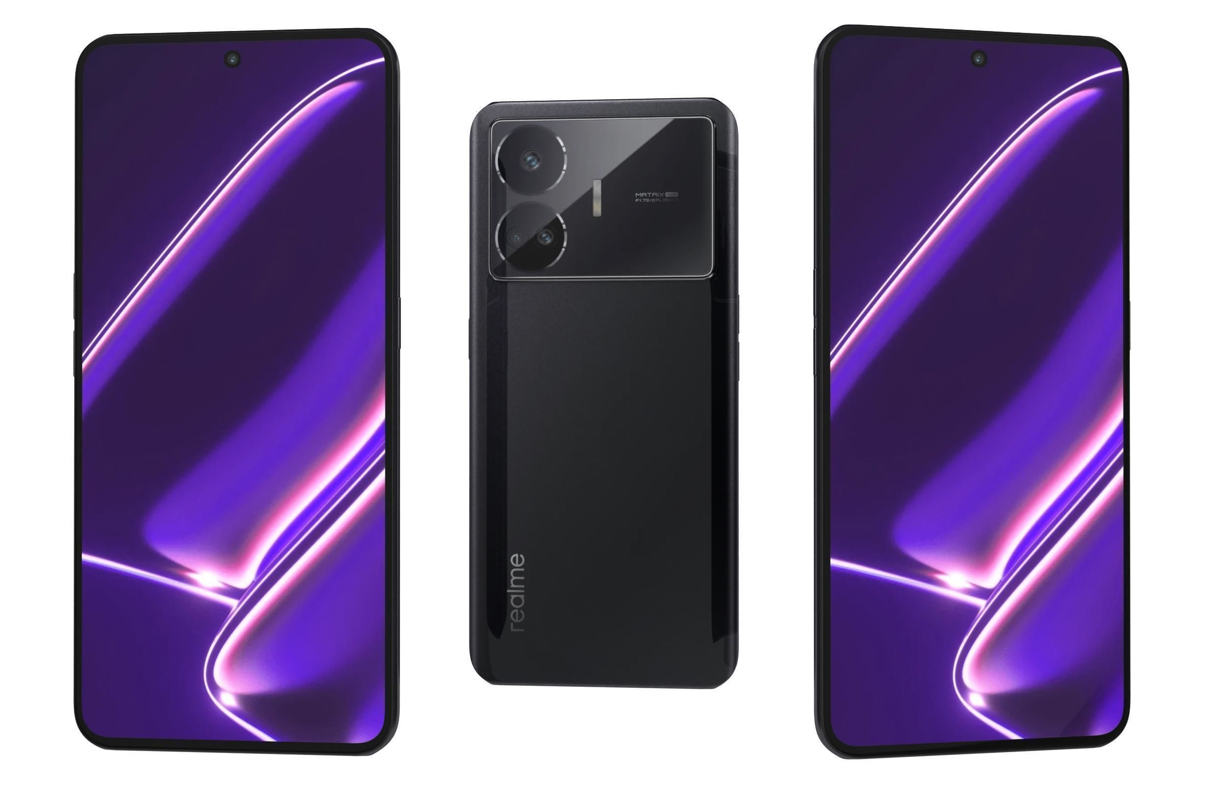 Realme GT Neo5 SE Black And Blue Low-poly 3D model_3