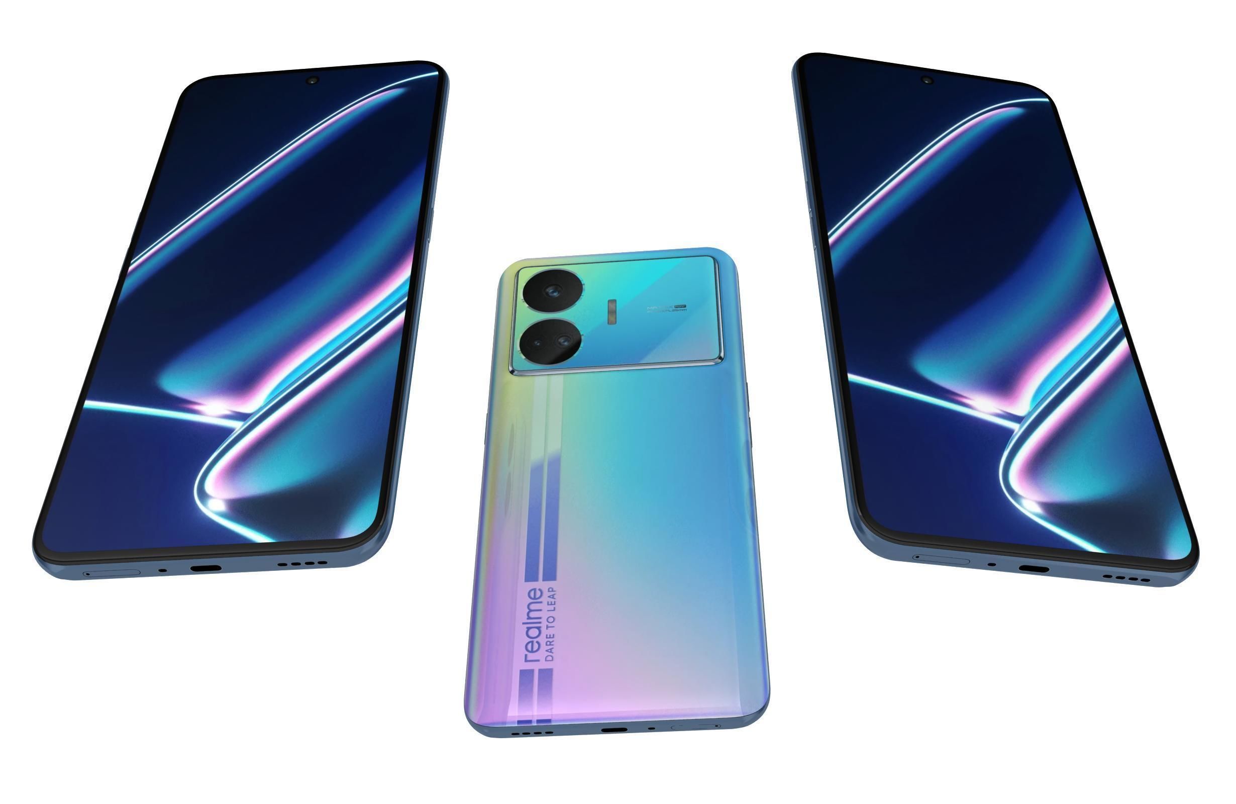 Realme GT Neo5 SE Black And Blue Low-poly 3D model_21