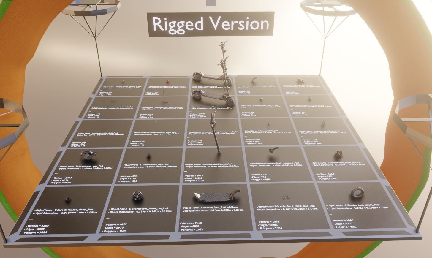 Rigged off-road electric scooter all colors 3D Model Collection_83