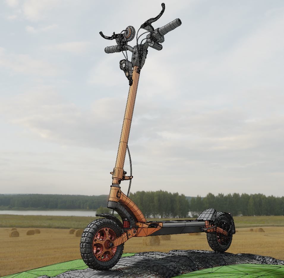 Rigged off-road electric scooter all colors 3D Model Collection_45