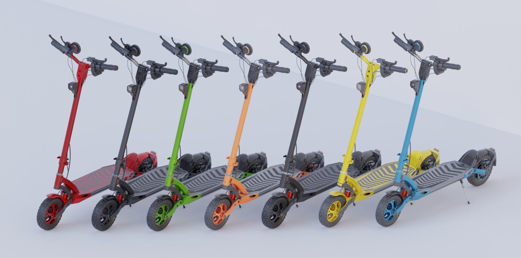 Rigged off-road electric scooter all colors 3D Model Collection_13