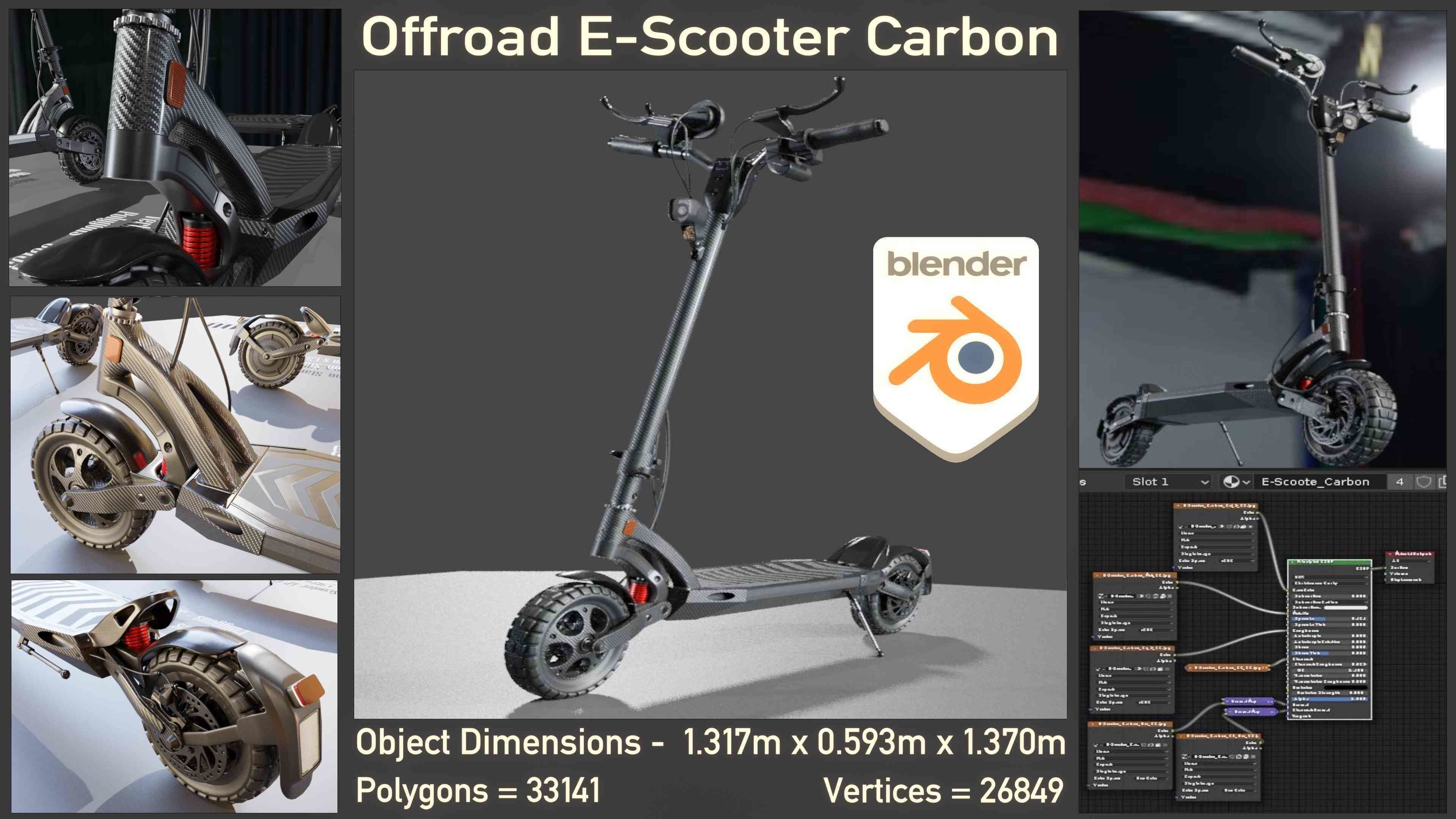 Rigged off-road electric scooter all colors 3D Model Collection_98