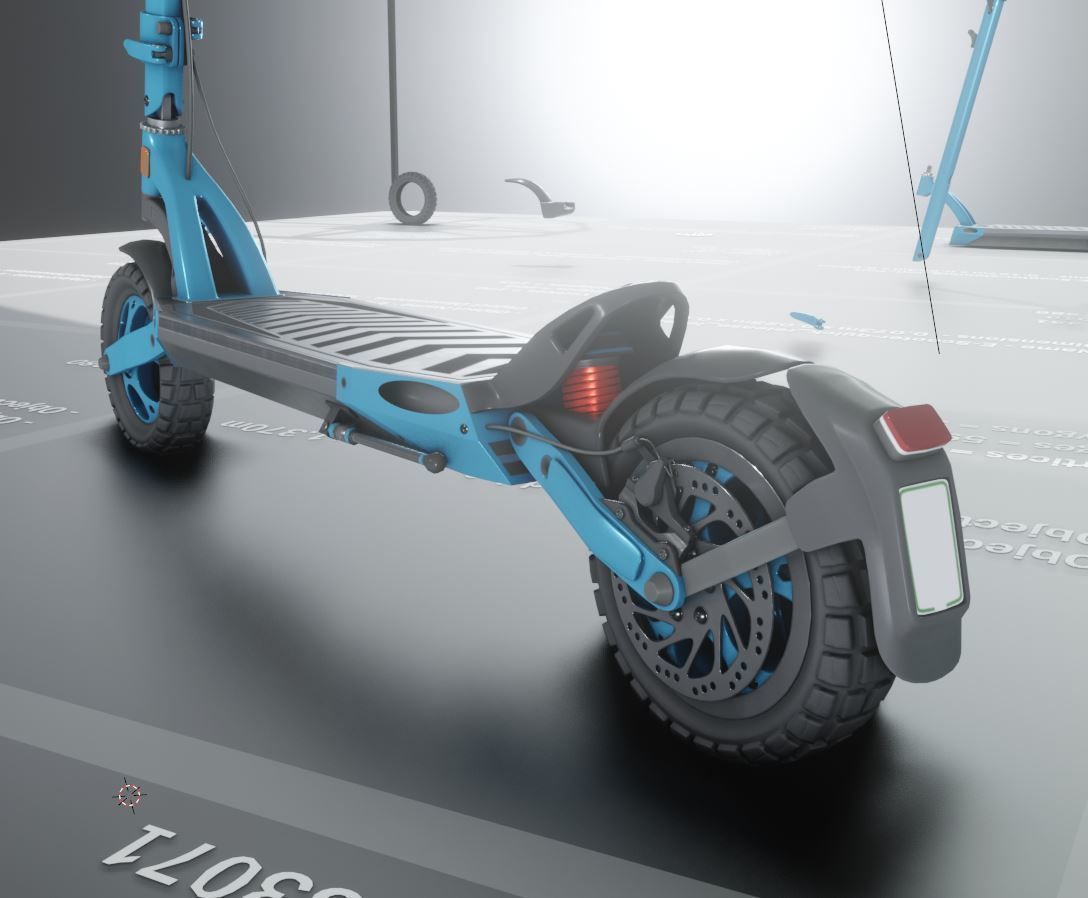 Rigged off-road electric scooter all colors 3D Model Collection_23