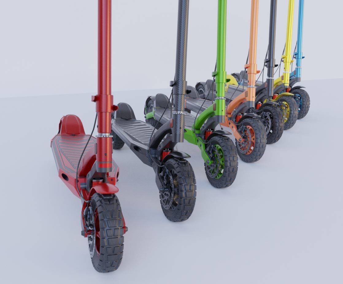 Rigged off-road electric scooter all colors 3D Model Collection_15
